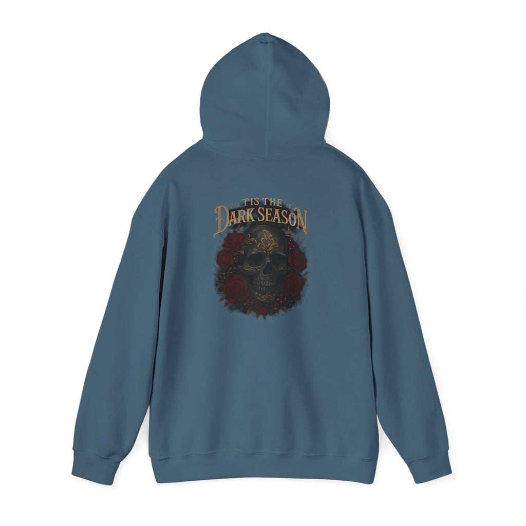 'Tis the Dark Season — Gothic Skull & Roses Aesthetic Hoodie | Dark Romance Bookish Girl Fall
