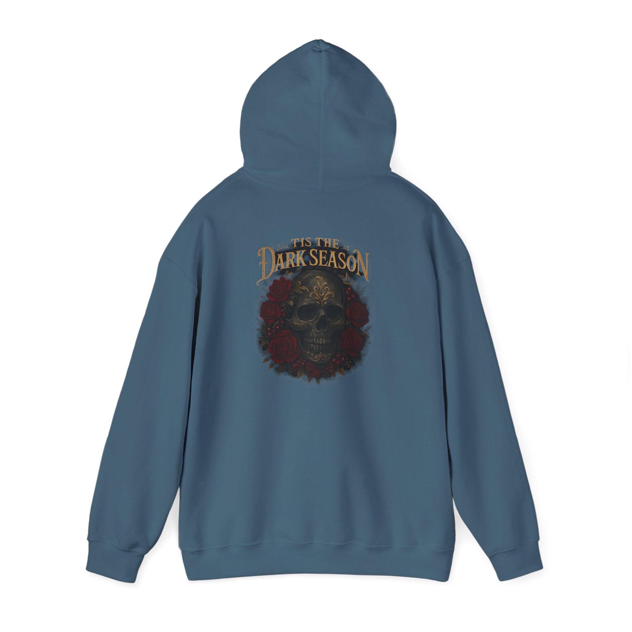 'Tis the Dark Season — Gothic Skull & Roses Aesthetic Hoodie | Dark Romance Bookish Girl Fall