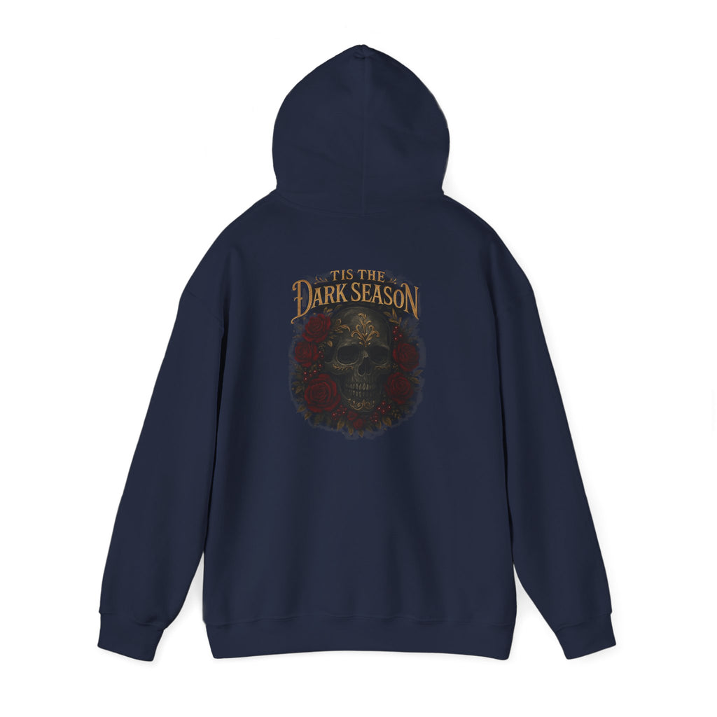 'Tis the Dark Season — Gothic Skull & Roses Aesthetic Hoodie | Dark Romance Bookish Girl Fall