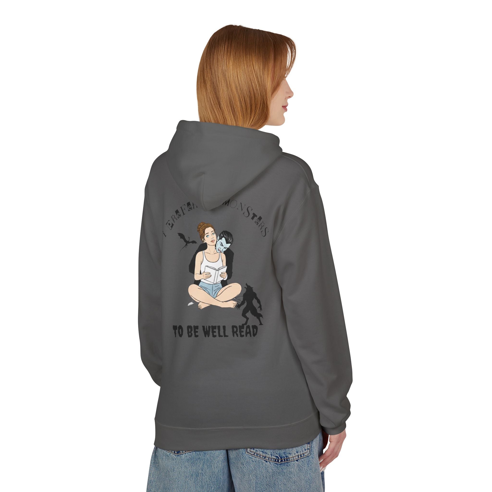 "I Prefer My Monsters To Be Well Read" Cozy Hoodie | Perfect Gift for Dark Romance Book Lovers, Unisex Casual Wear, Reading Appreciation, Halloween Apparel, Cozy Gift