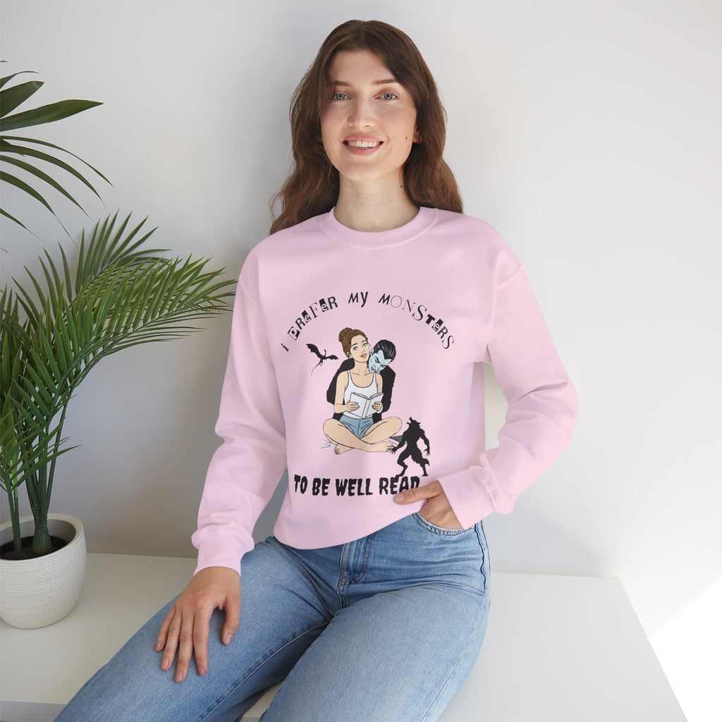 “I Prefer My Monsters To Be Well Read” Cozy Gothic Romance Sweatshirt - Unisex Crewneck