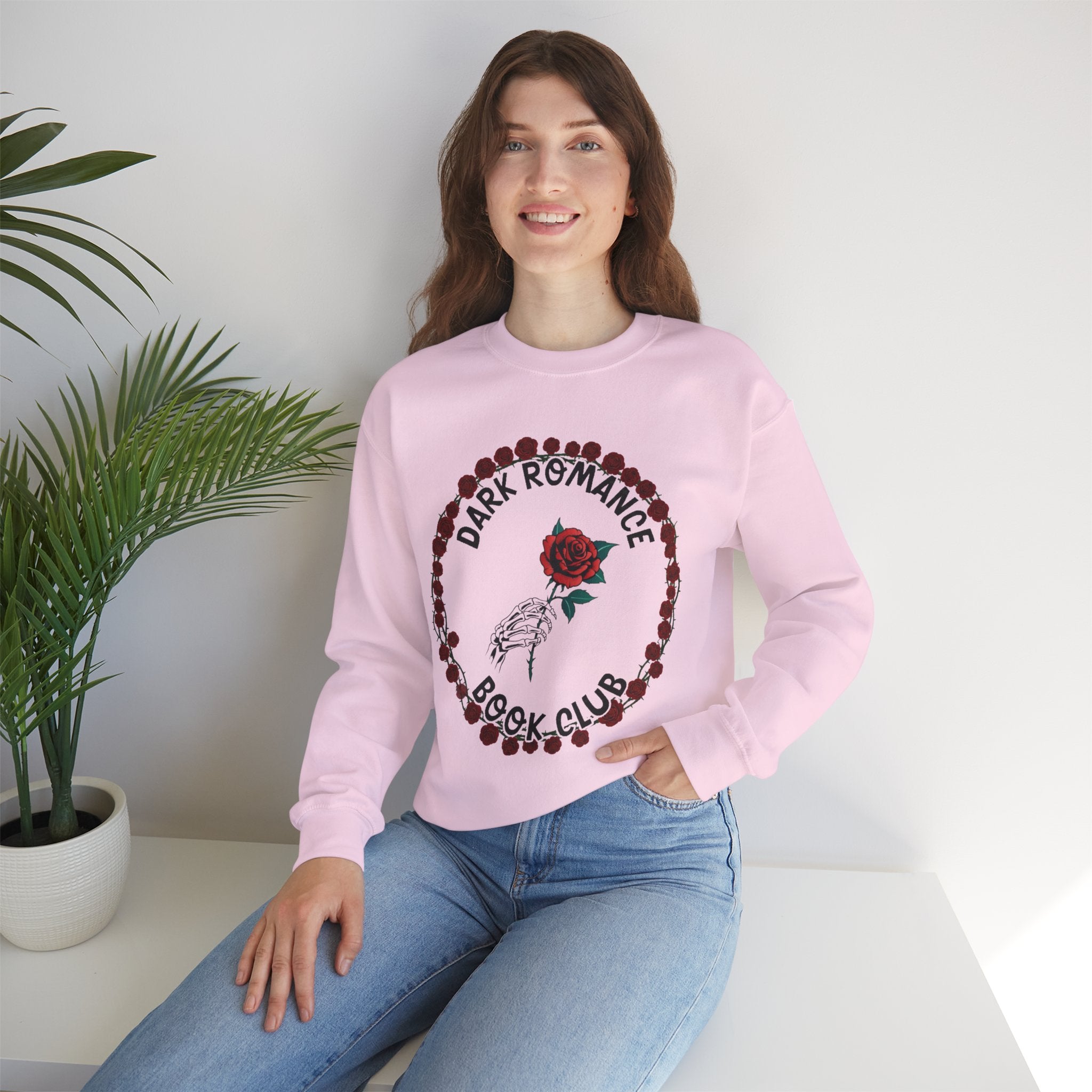 Dark Romance Book Club Crewneck Sweatshirt - Rose & Skeleton Hand