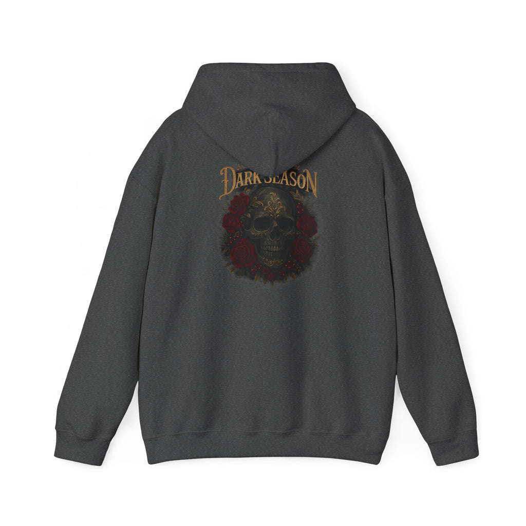 'Tis the Dark Season — Gothic Skull & Roses Aesthetic Hoodie | Dark Romance Bookish Girl Fall