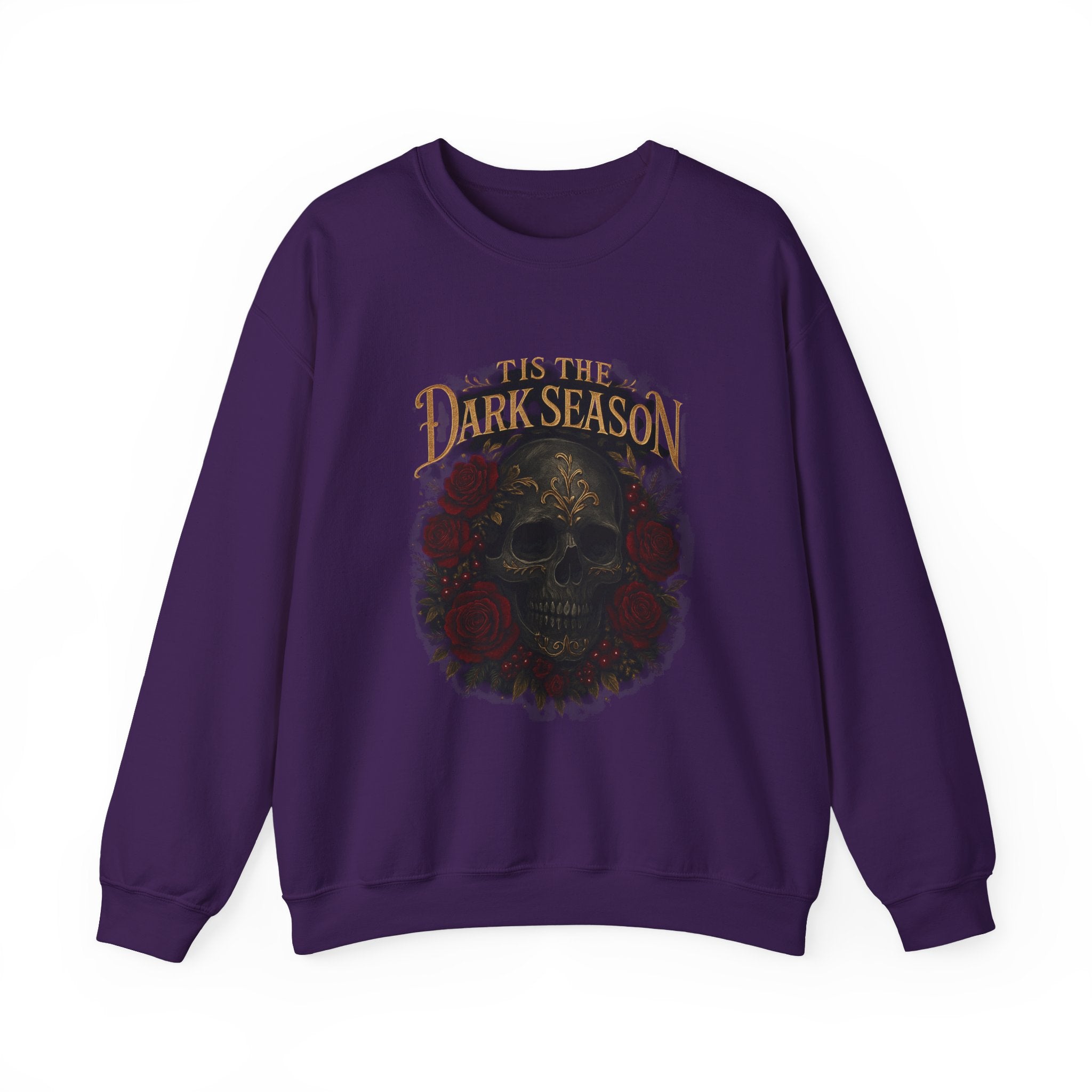 'Tis the Dark Season — Gothic Skull & Roses Aesthetic Sweatshirt | Dark Romance Bookish Girl Fall Crewneck
