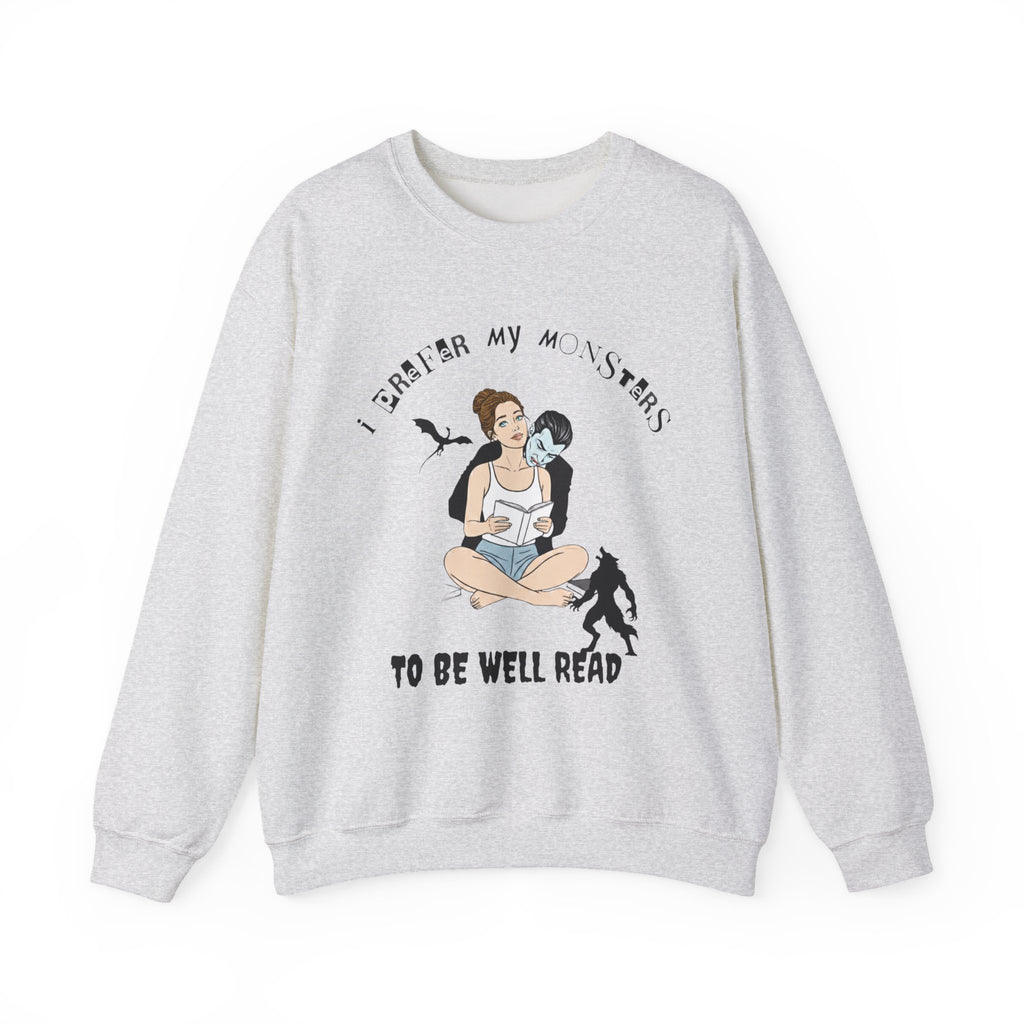 “I Prefer My Monsters To Be Well Read” Cozy Gothic Romance Sweatshirt - Unisex Crewneck