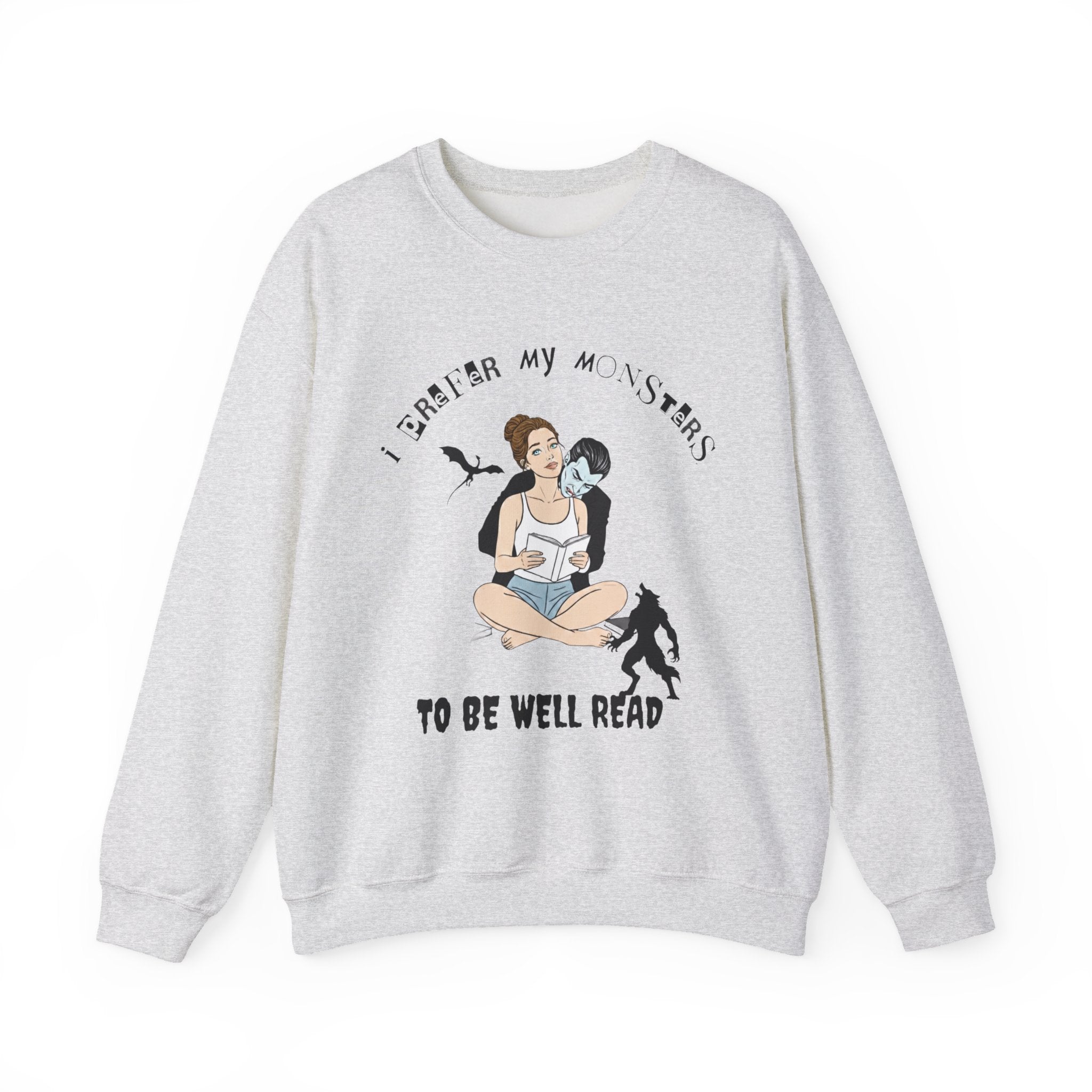 “I Prefer My Monsters To Be Well Read” Cozy Gothic Romance Sweatshirt - Unisex Crewneck