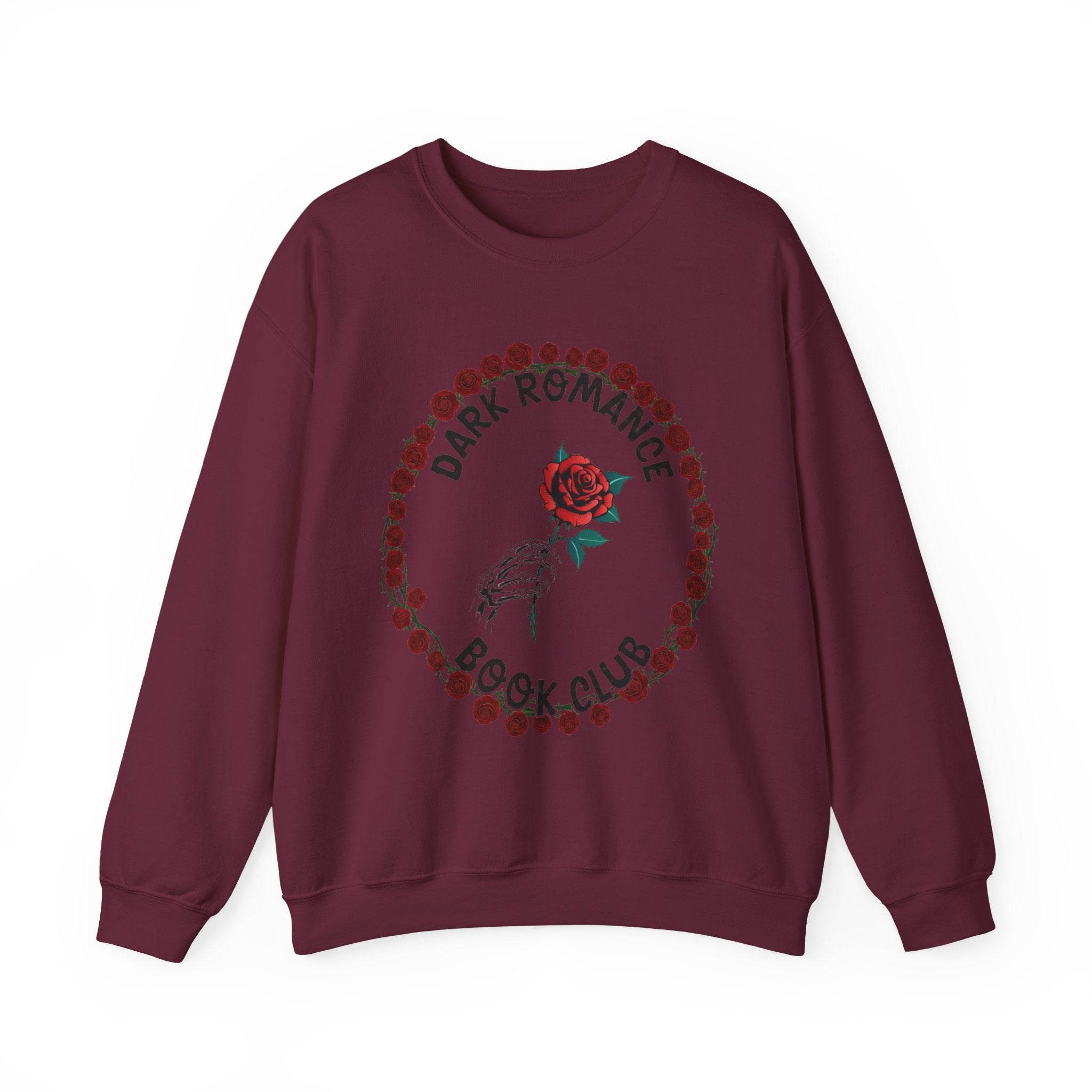 Dark Romance Book Club Crewneck Sweatshirt - Rose & Skeleton Hand