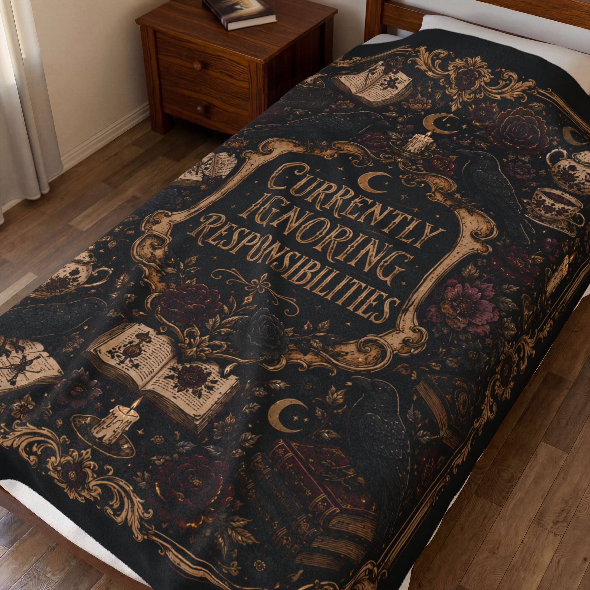 Currently Ignoring Responsibilities Plush Velveteen Throw Blanket