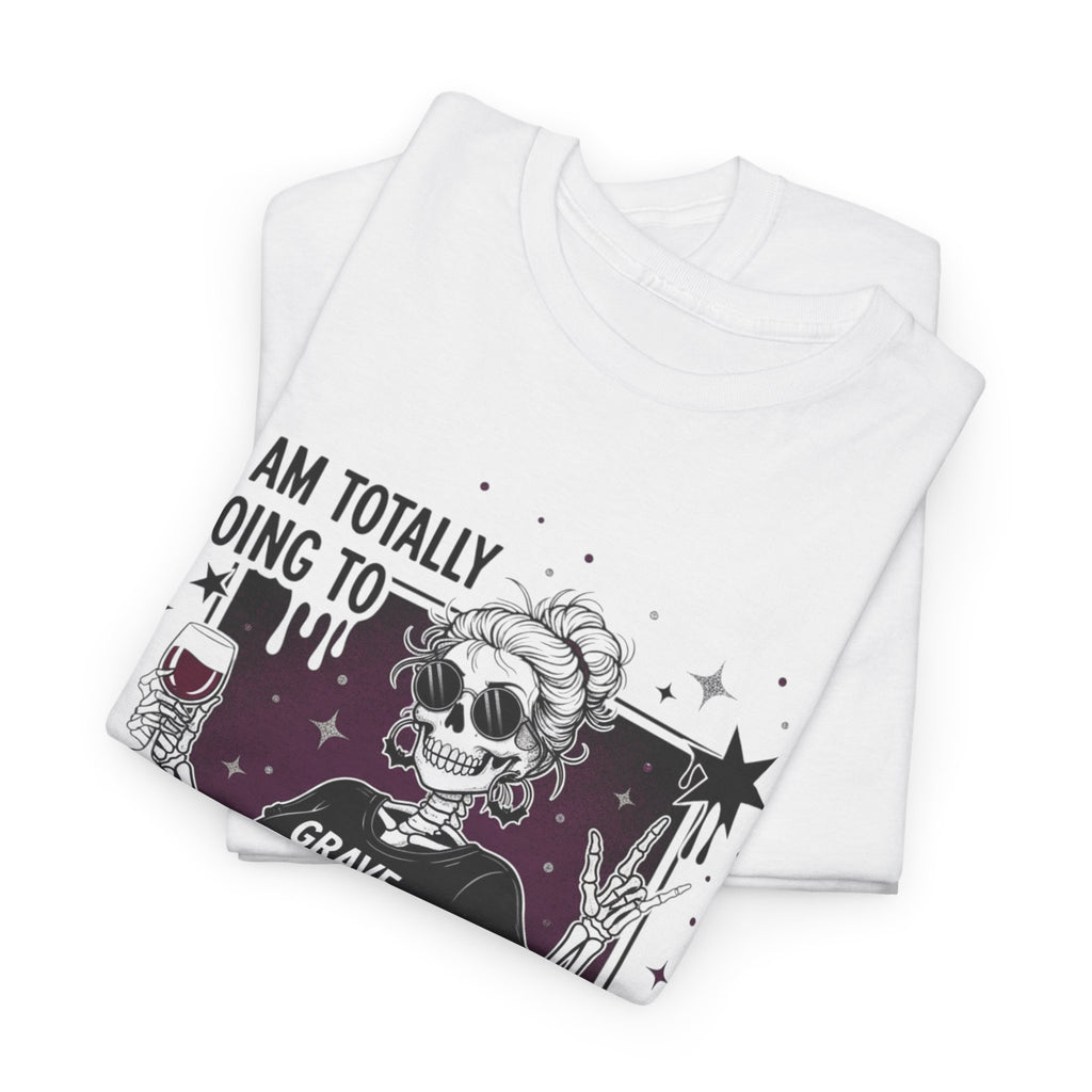 "I am totally going to haunt people when I die...I have a list" T-shirt | Dark Humor Spooky Pin-Up Skeleton Babe Tee