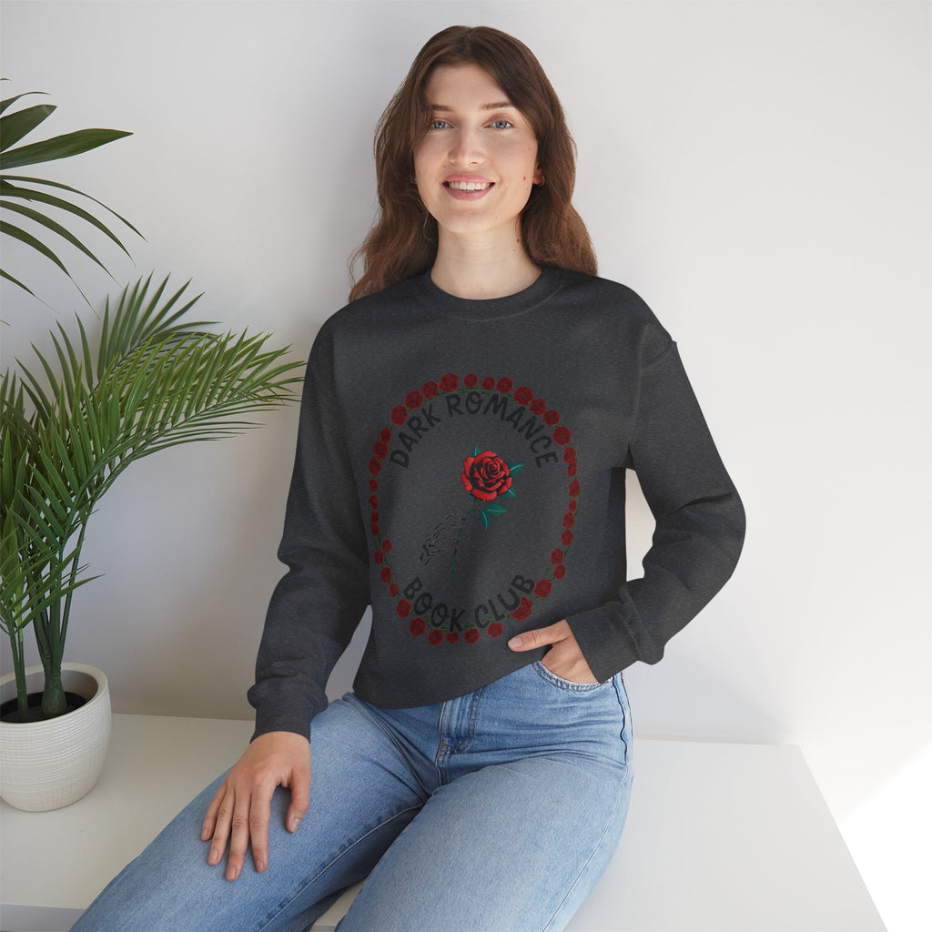 Dark Romance Book Club Crewneck Sweatshirt - Rose & Skeleton Hand
