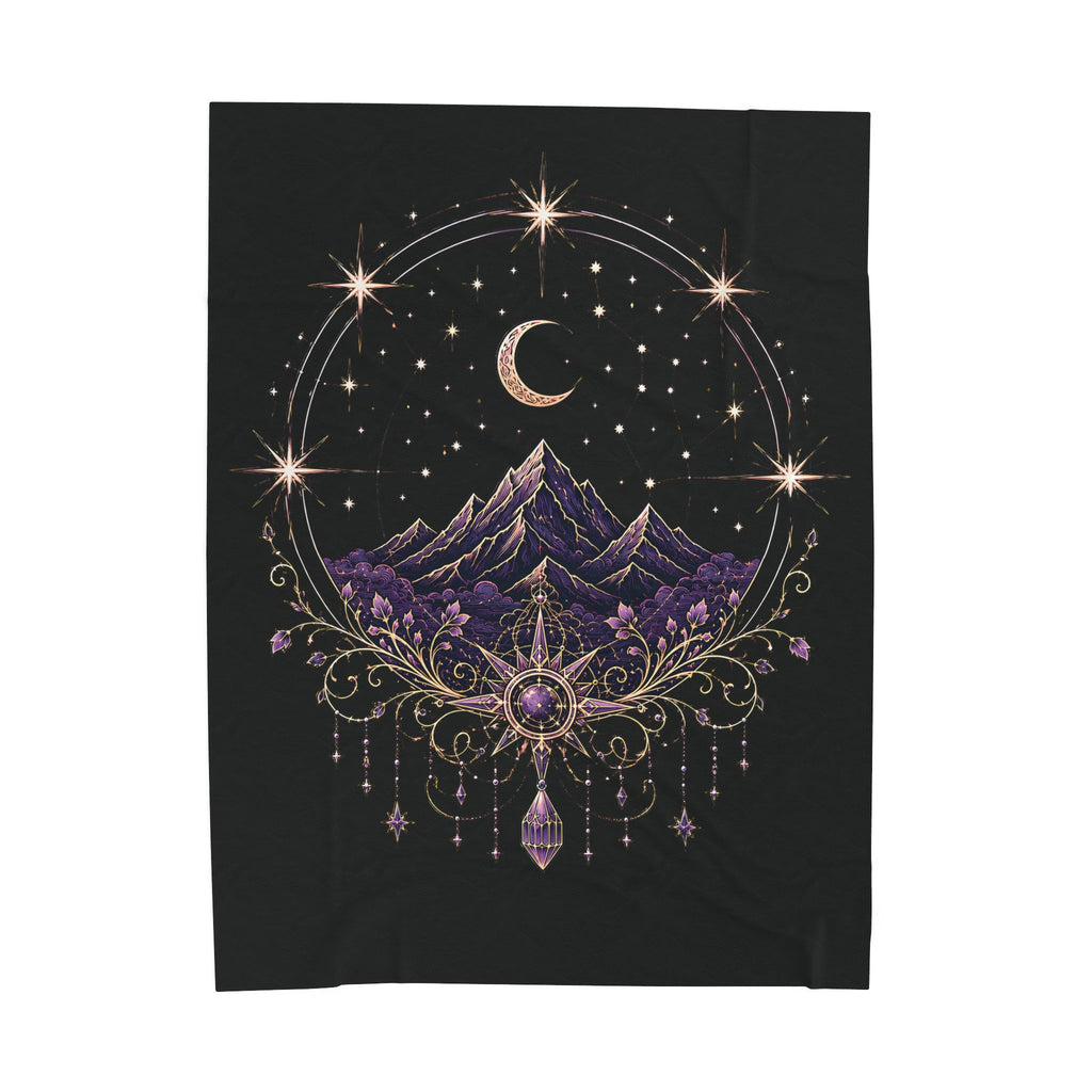 Mystic Moon Mountain Velveteen Plush Blanket