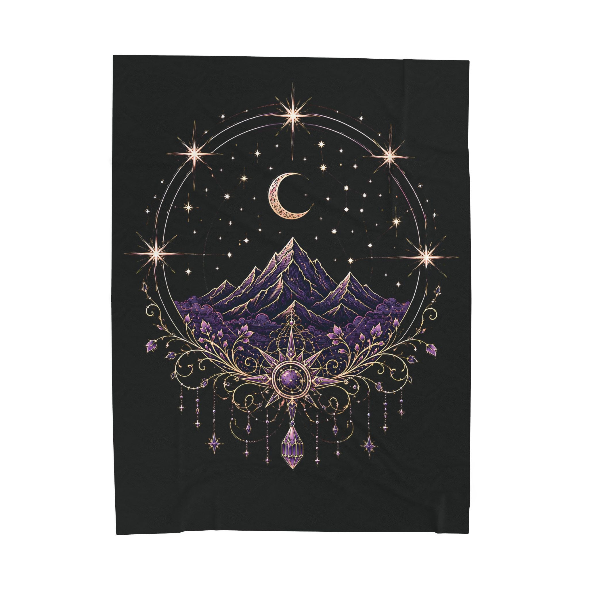 Mystic Moon Mountain Velveteen Plush Blanket