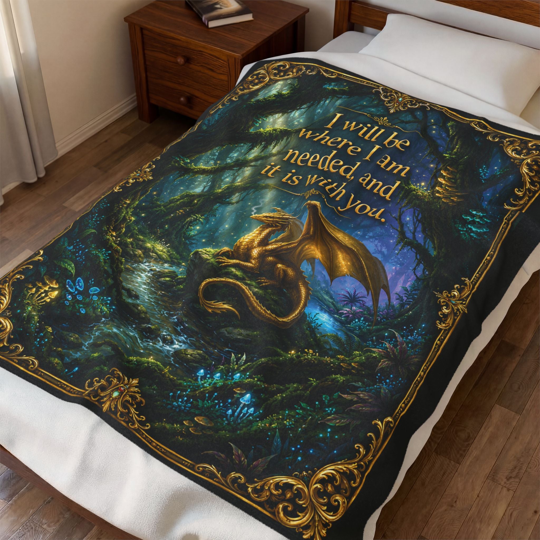 Cozy Velveteen Fantasy Dragon Throw Blanket