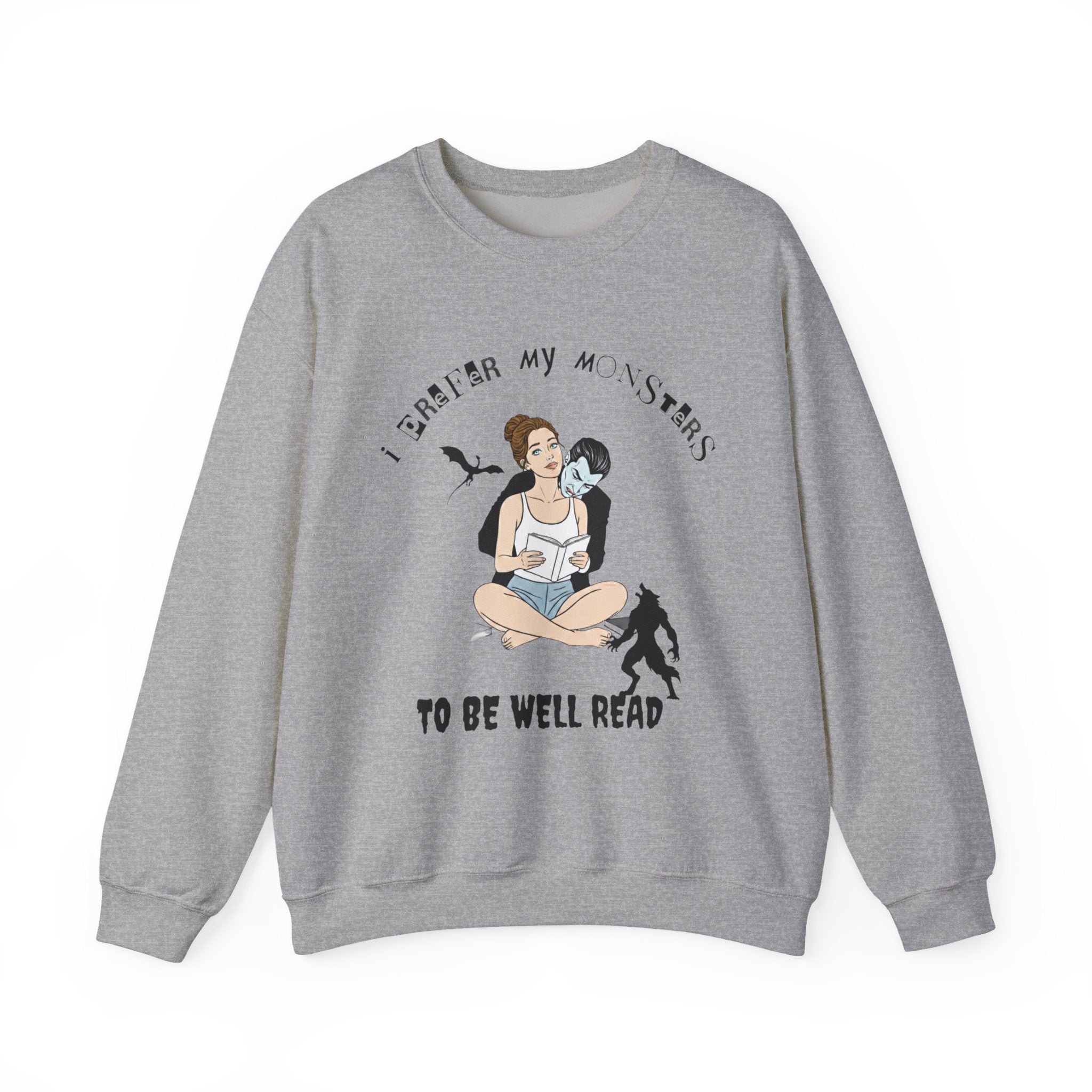“I Prefer My Monsters To Be Well Read” Cozy Gothic Romance Sweatshirt - Unisex Crewneck