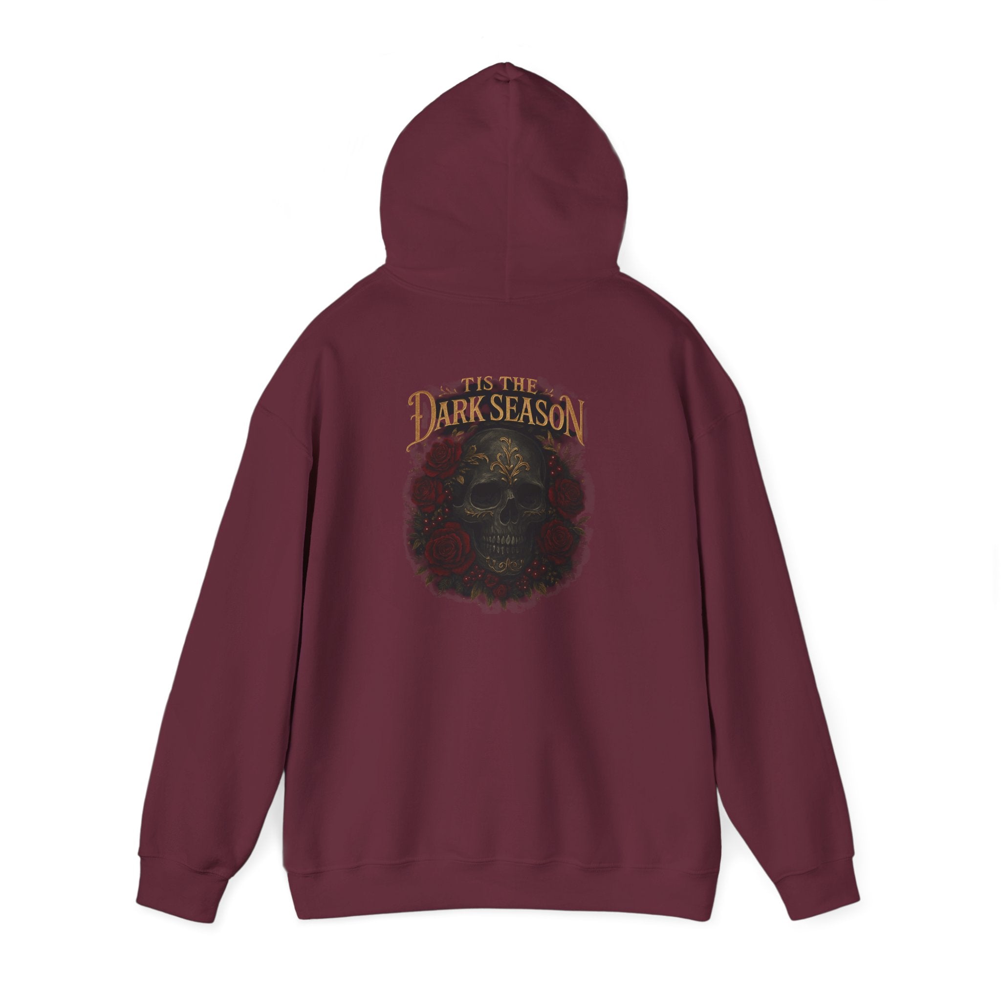 'Tis the Dark Season — Gothic Skull & Roses Aesthetic Hoodie | Dark Romance Bookish Girl Fall