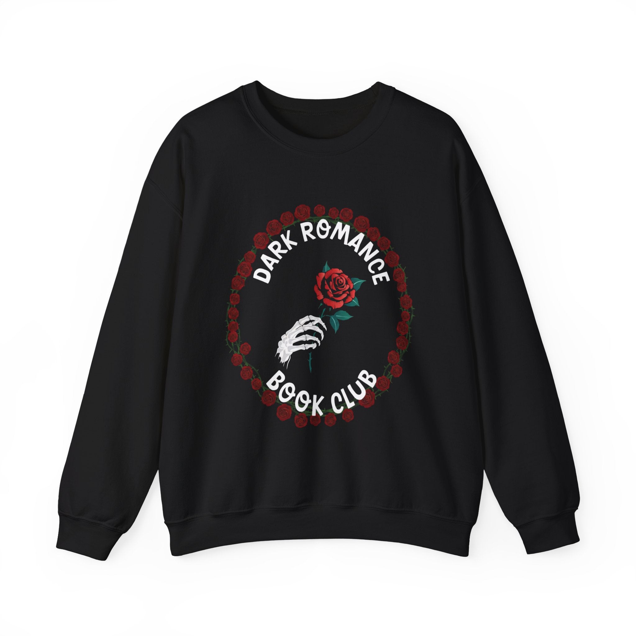 Dark Romance Book Club Crewneck Sweatshirt - Rose & Skeleton Hand