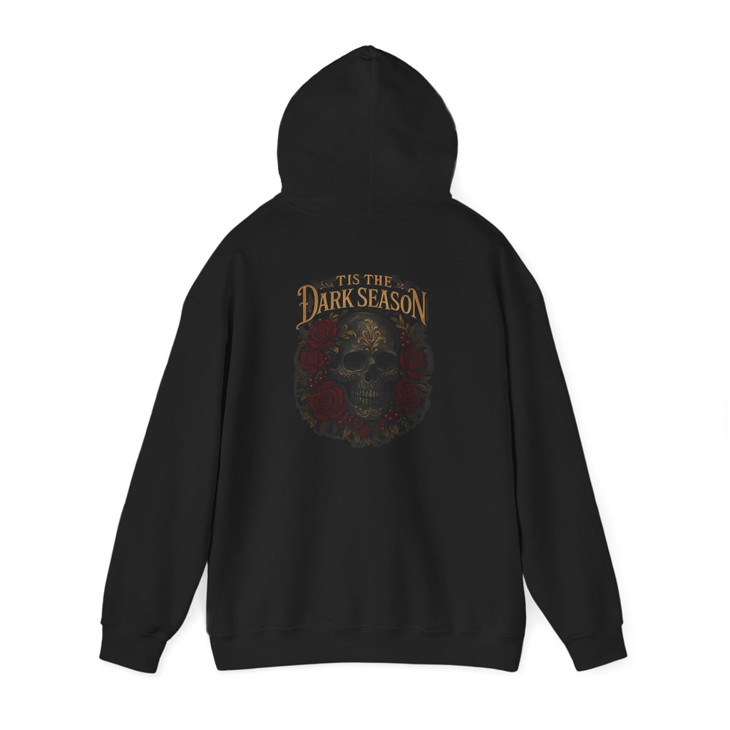 'Tis the Dark Season — Gothic Skull & Roses Aesthetic Hoodie | Dark Romance Bookish Girl Fall