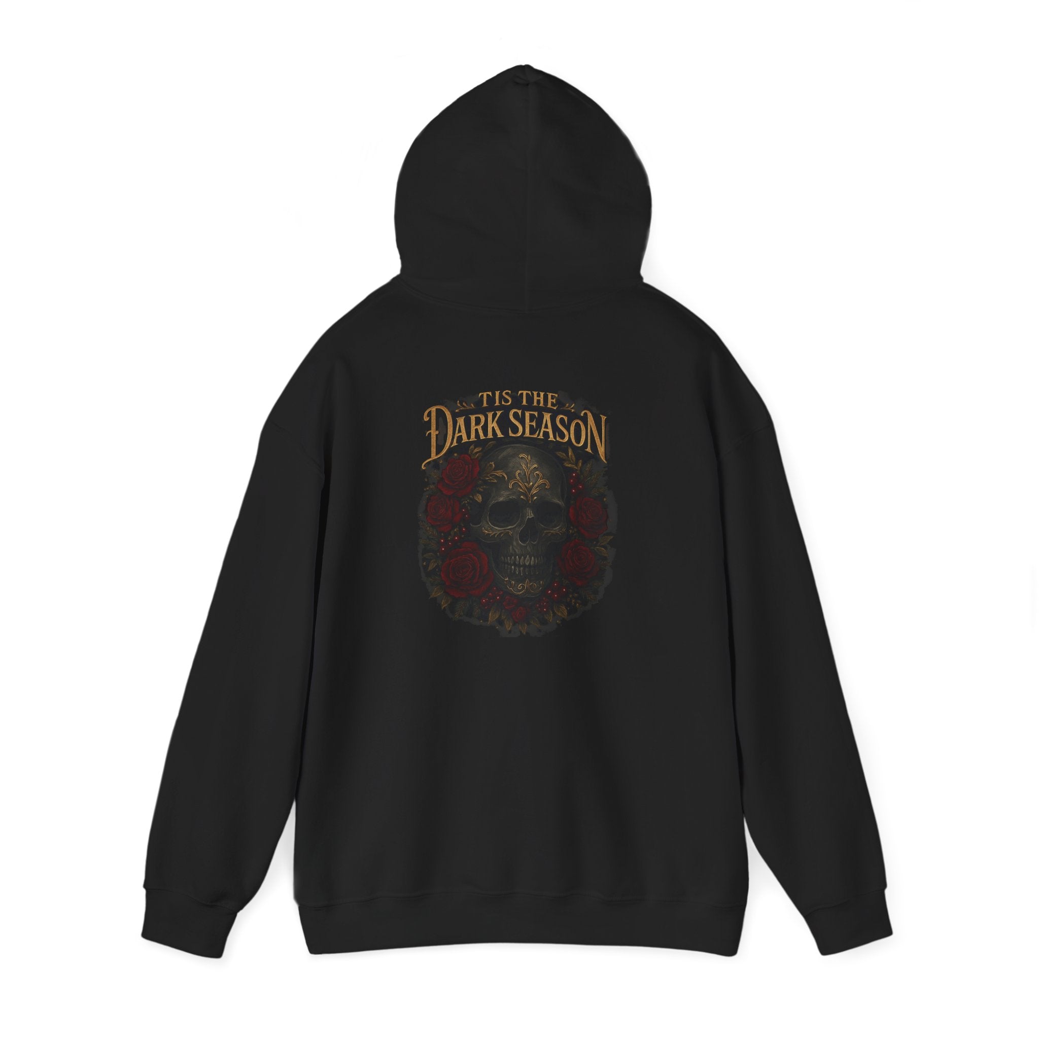 'Tis the Dark Season — Gothic Skull & Roses Aesthetic Hoodie | Dark Romance Bookish Girl Fall