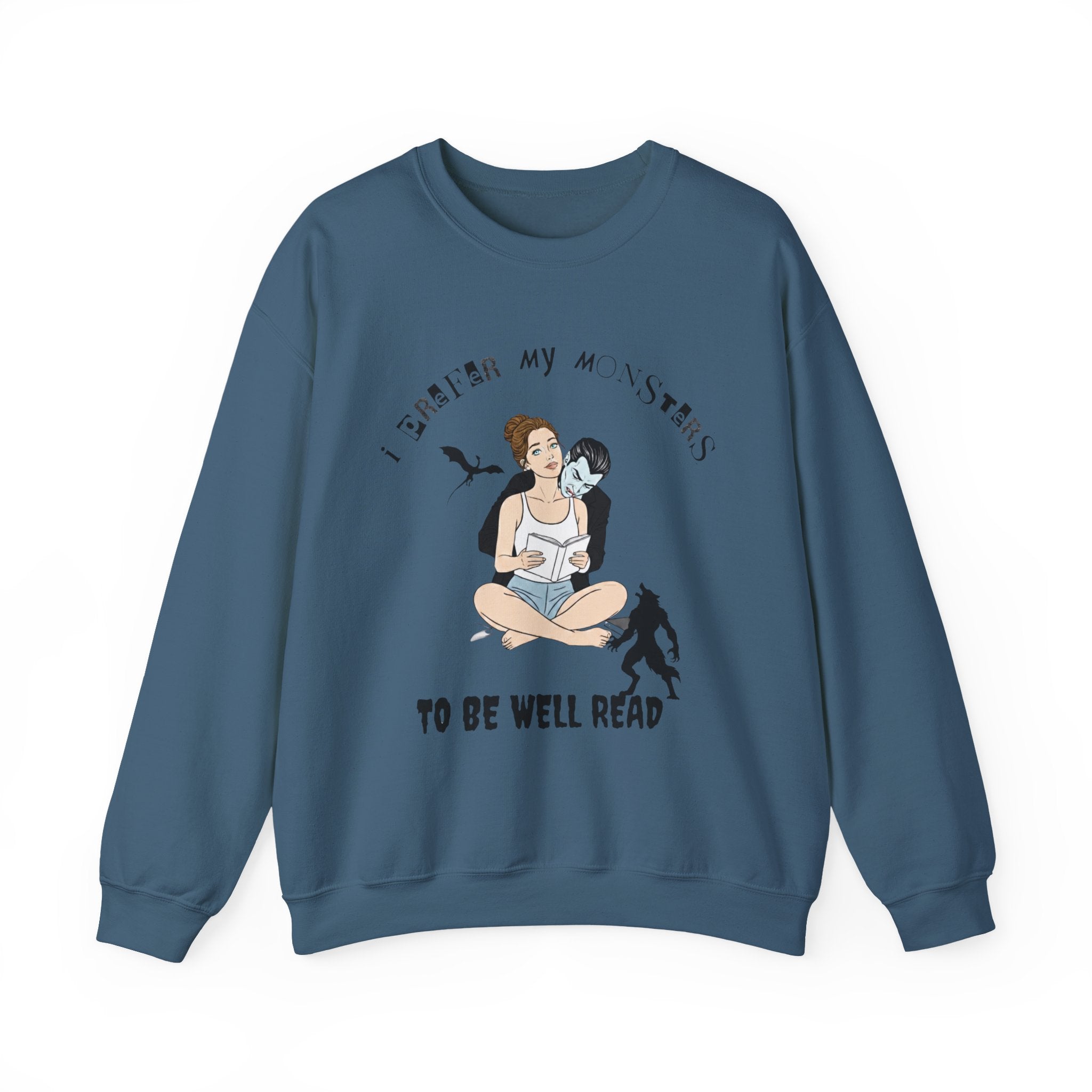 “I Prefer My Monsters To Be Well Read” Cozy Gothic Romance Sweatshirt - Unisex Crewneck