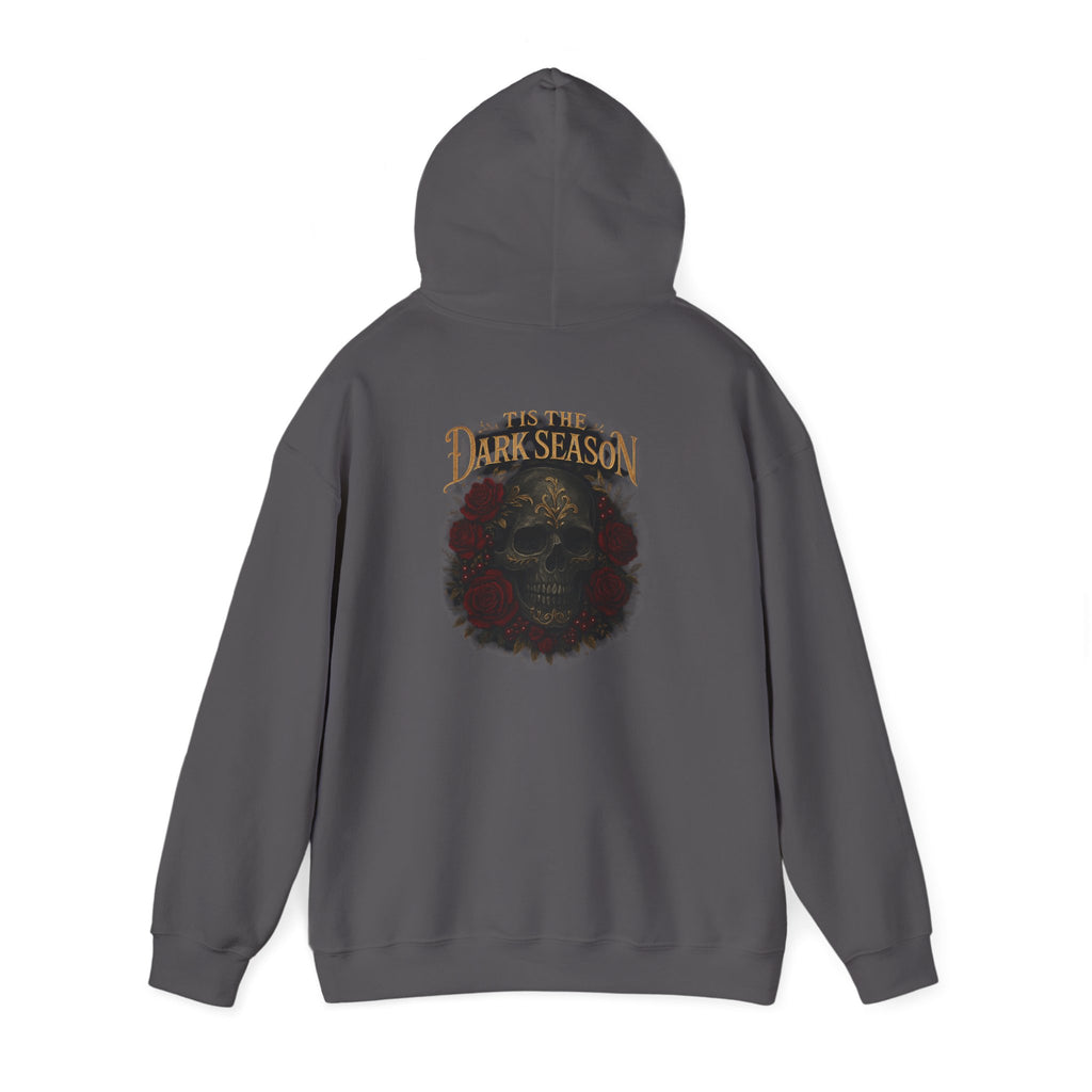 'Tis the Dark Season — Gothic Skull & Roses Aesthetic Hoodie | Dark Romance Bookish Girl Fall