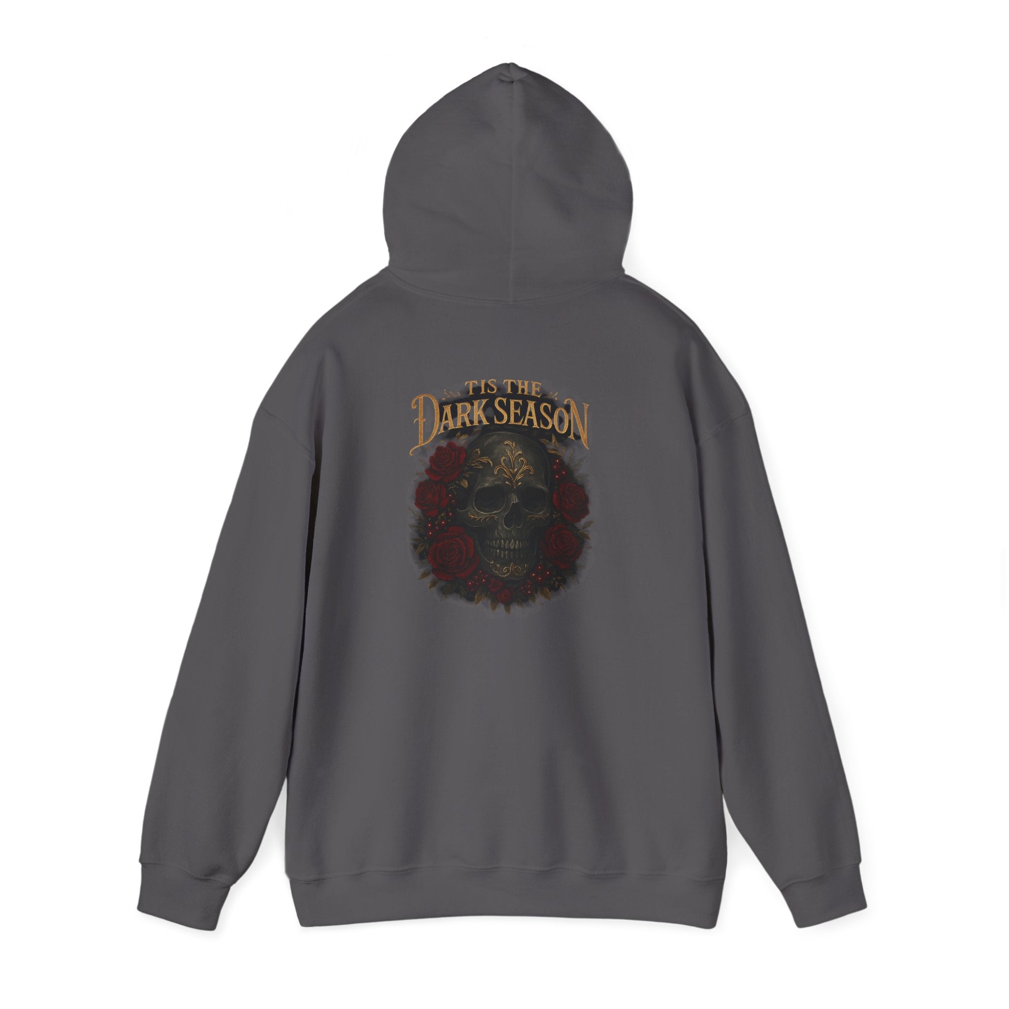 'Tis the Dark Season — Gothic Skull & Roses Aesthetic Hoodie | Dark Romance Bookish Girl Fall