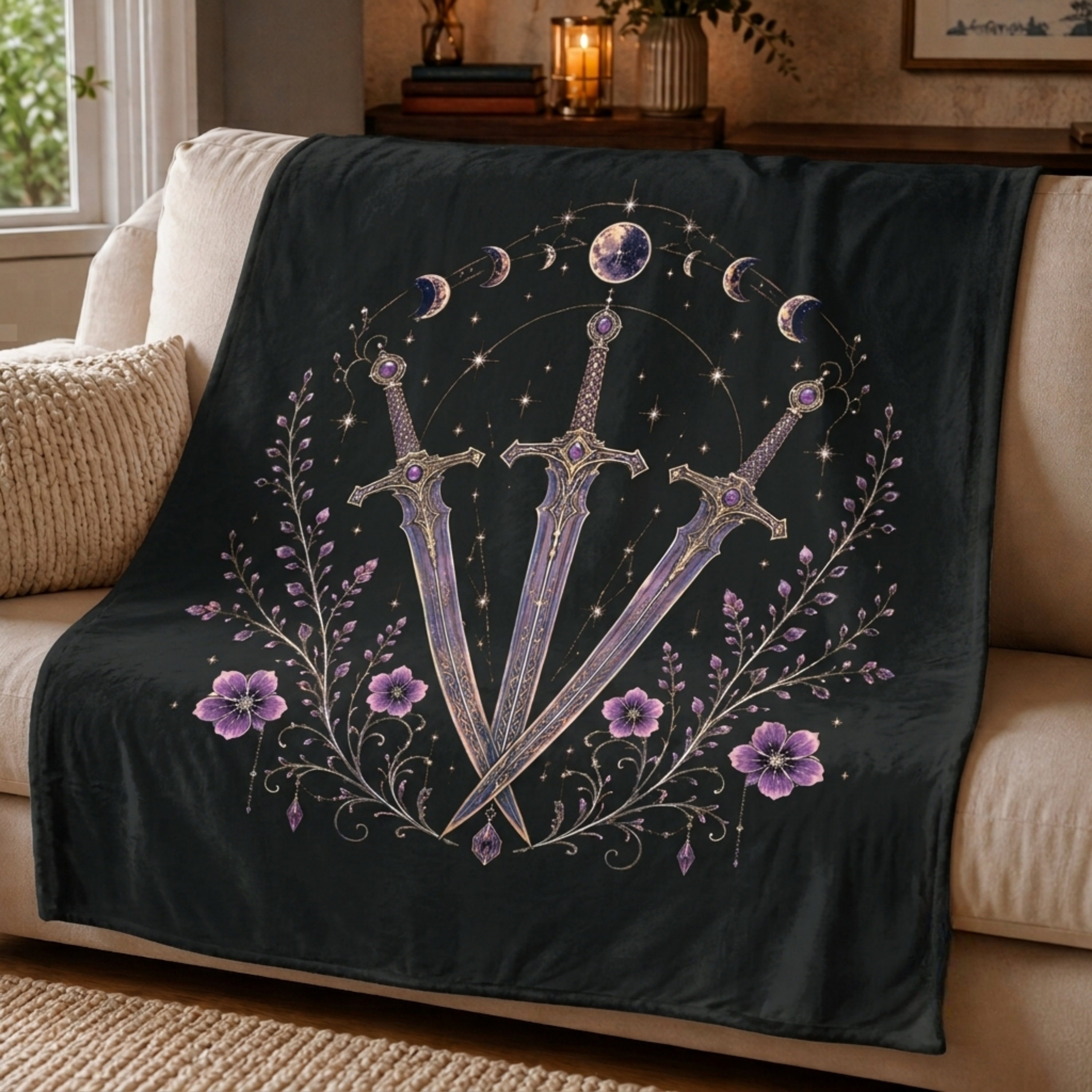Midnight Court Celestial Sword Velveteen Plush Blanket