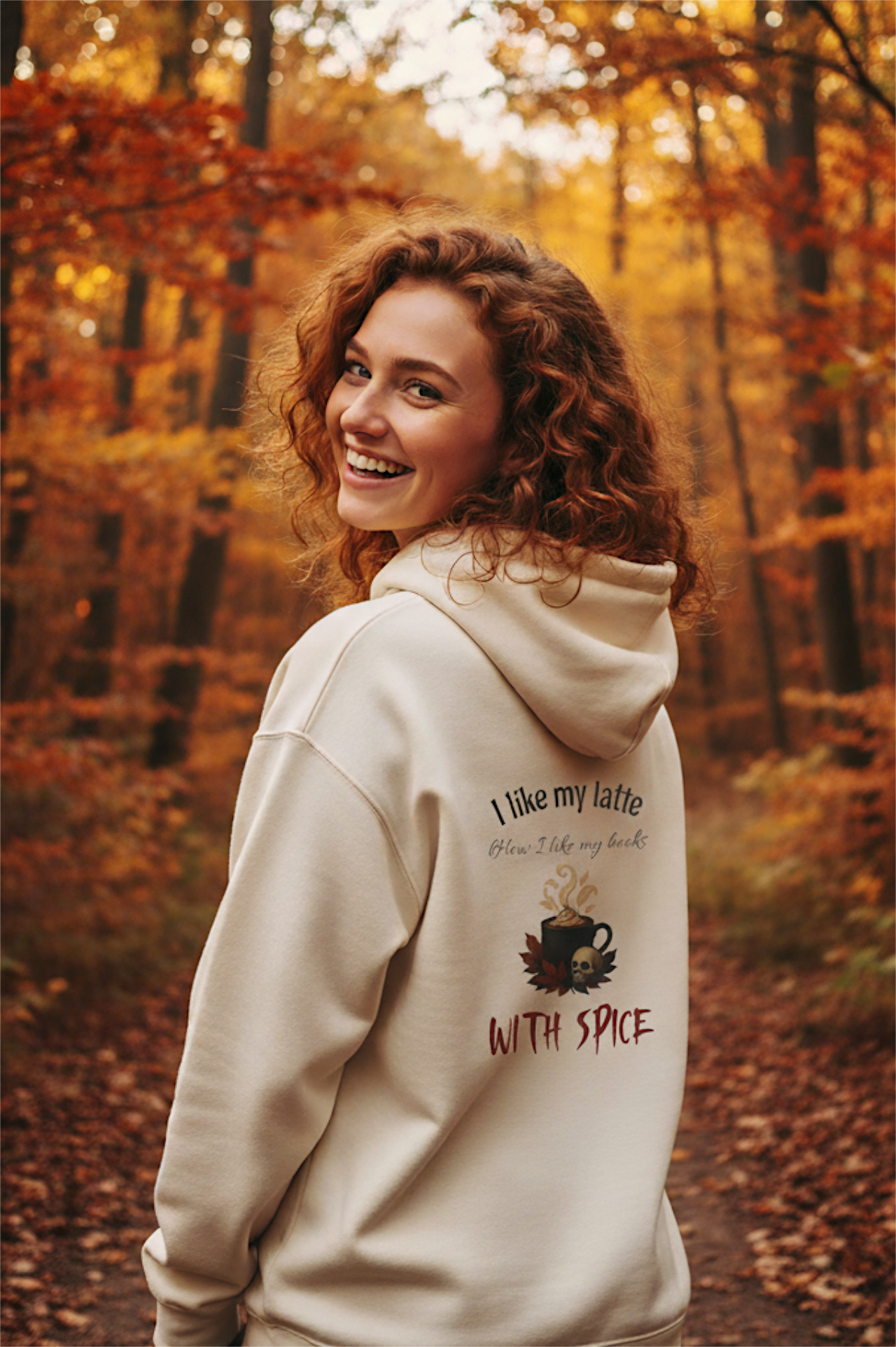 I like my latte how I like my books - With Spice Hoodie | Perfect Gift for Dark Romance Book Lovers, Unisex Casual Wear, Reading Appreciation, Halloween Apparel, Cozy Gift