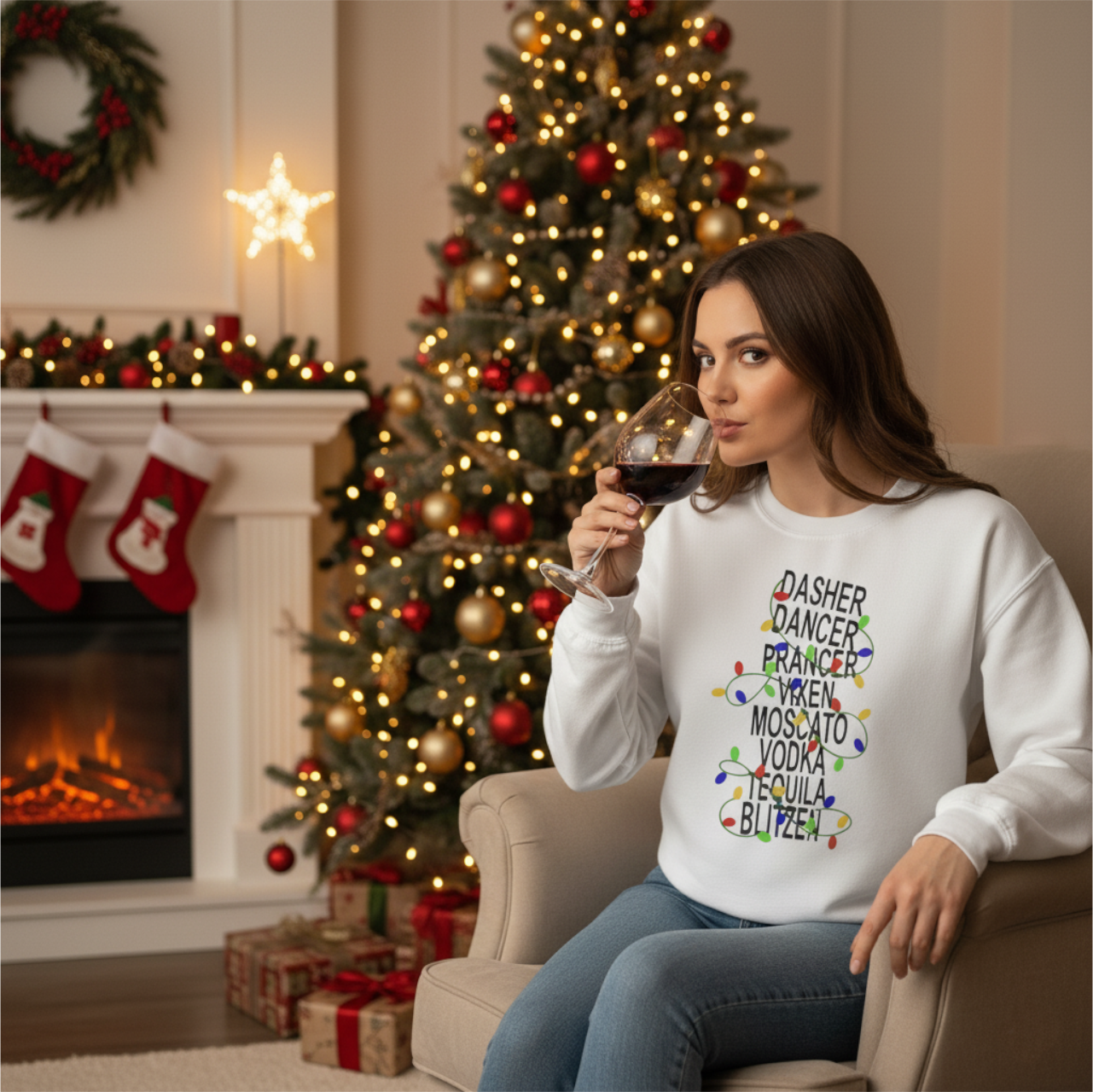 Boozy Reindeer Christmas Sweatshirt