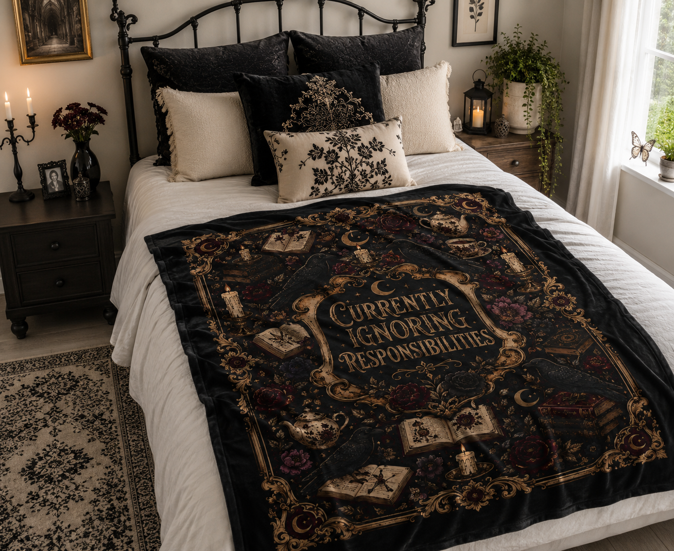 Currently Ignoring Responsibilities Plush Velveteen Throw Blanket