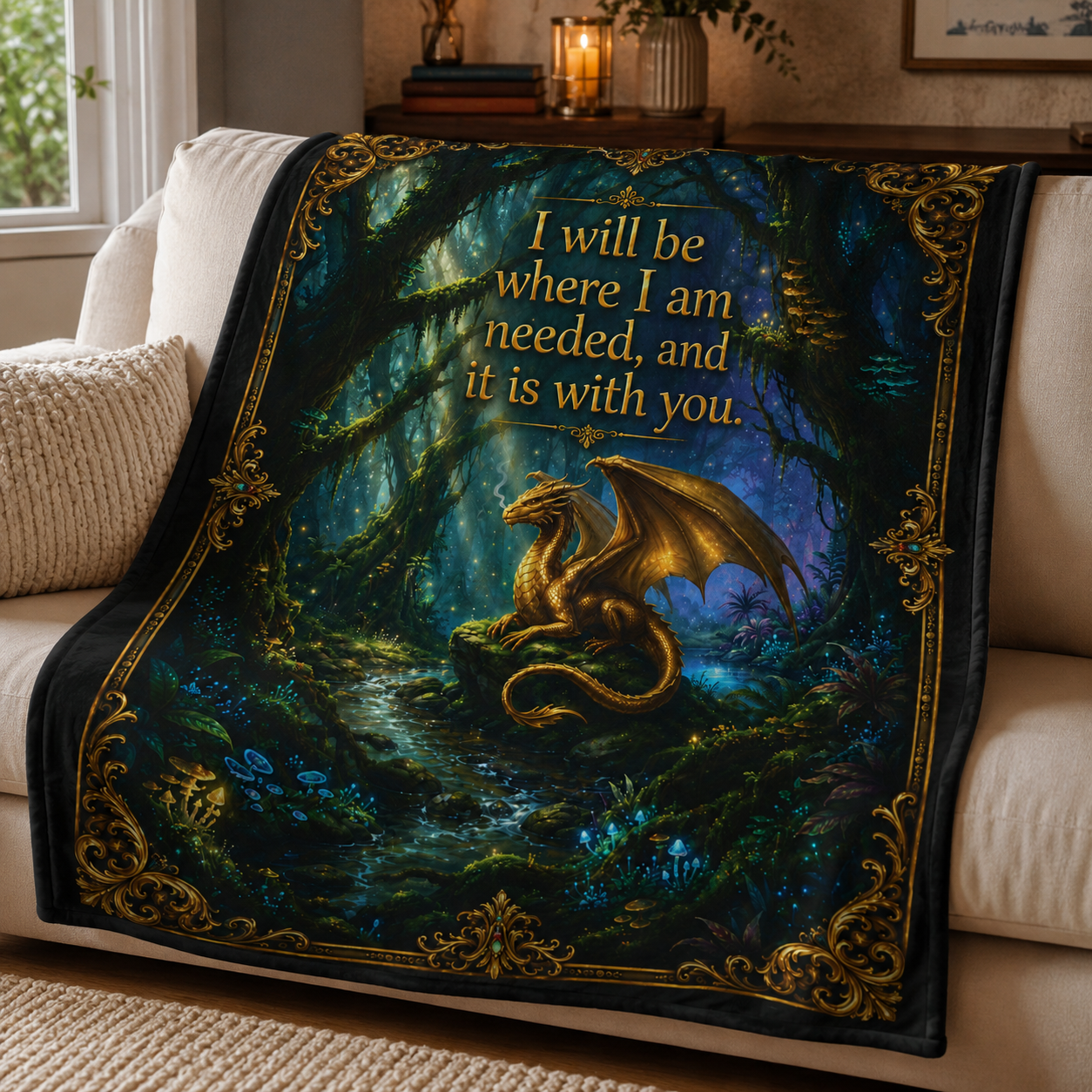 Cozy Velveteen Fantasy Dragon Throw Blanket