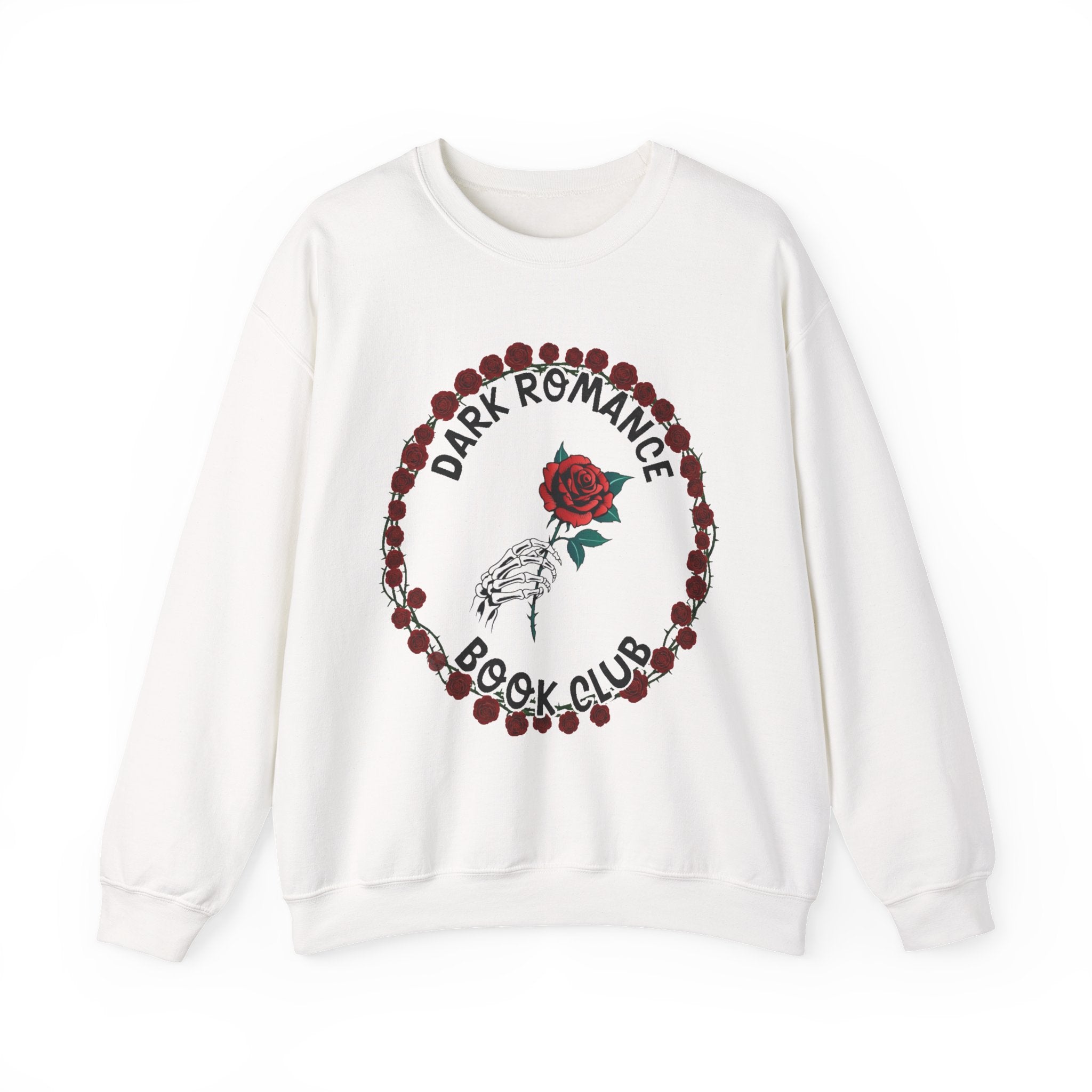 Dark Romance Book Club Crewneck Sweatshirt - Rose & Skeleton Hand