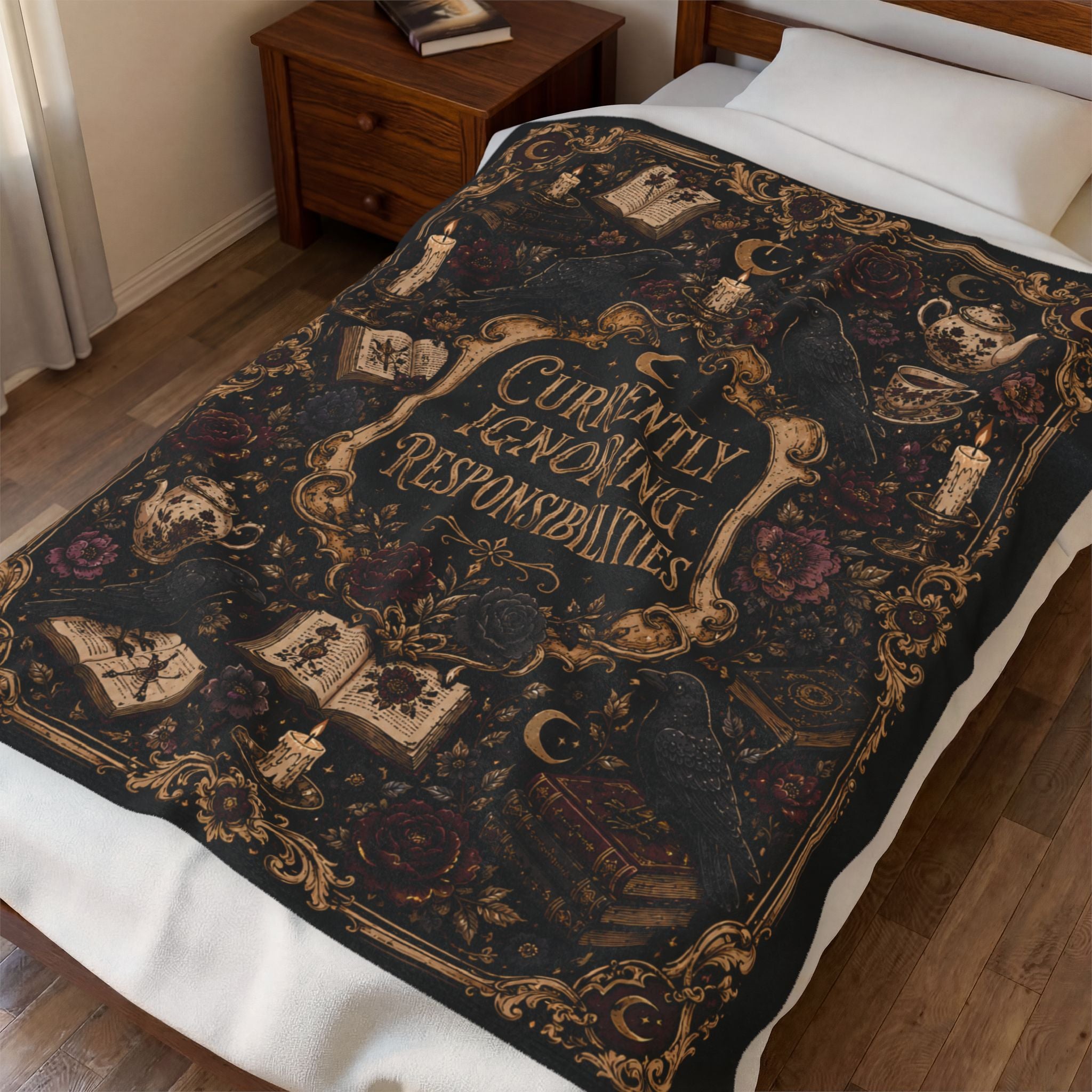 Currently Ignoring Responsibilities Plush Velveteen Throw Blanket