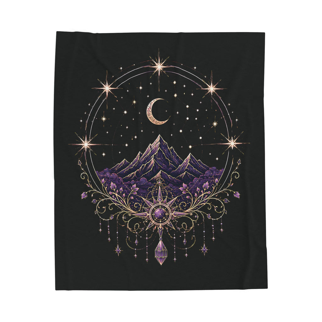 Mystic Moon Mountain Velveteen Plush Blanket