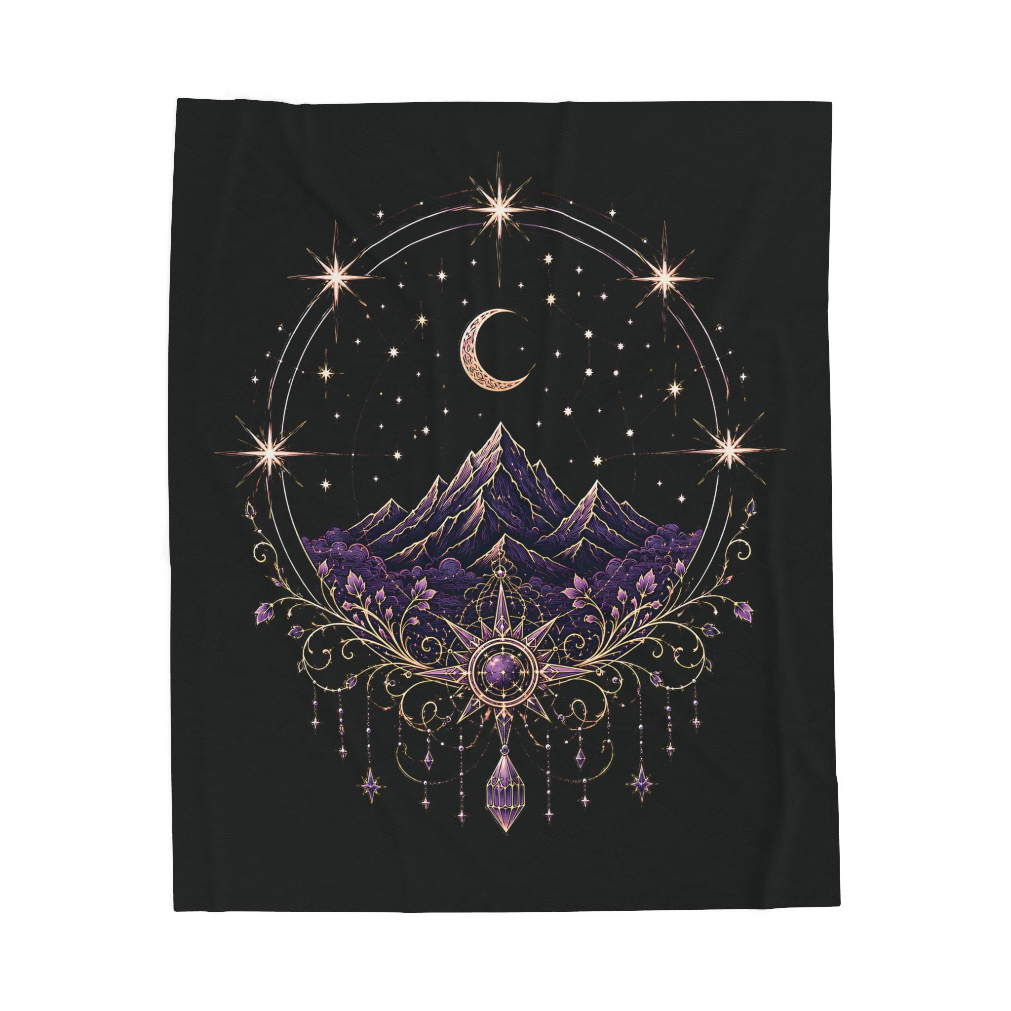 Mystic Moon Mountain Velveteen Plush Blanket