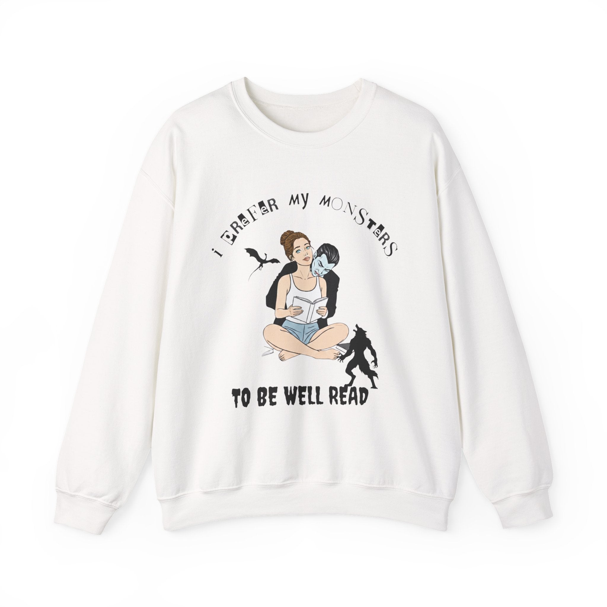 “I Prefer My Monsters To Be Well Read” Cozy Gothic Romance Sweatshirt - Unisex Crewneck