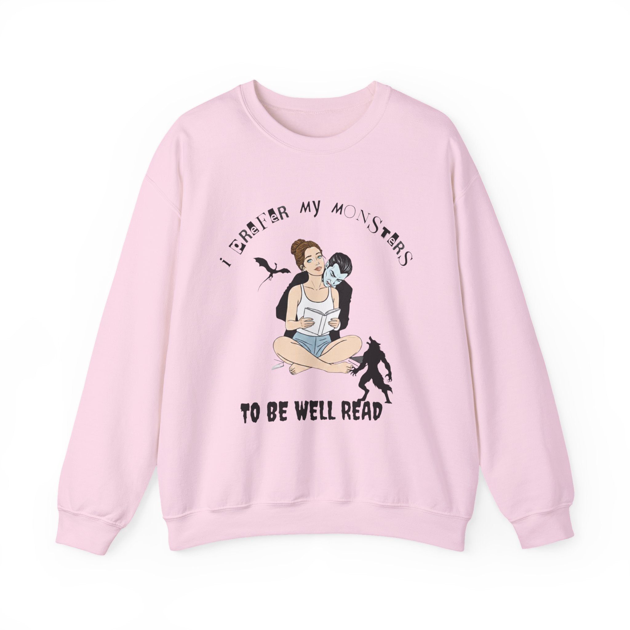 “I Prefer My Monsters To Be Well Read” Cozy Gothic Romance Sweatshirt - Unisex Crewneck
