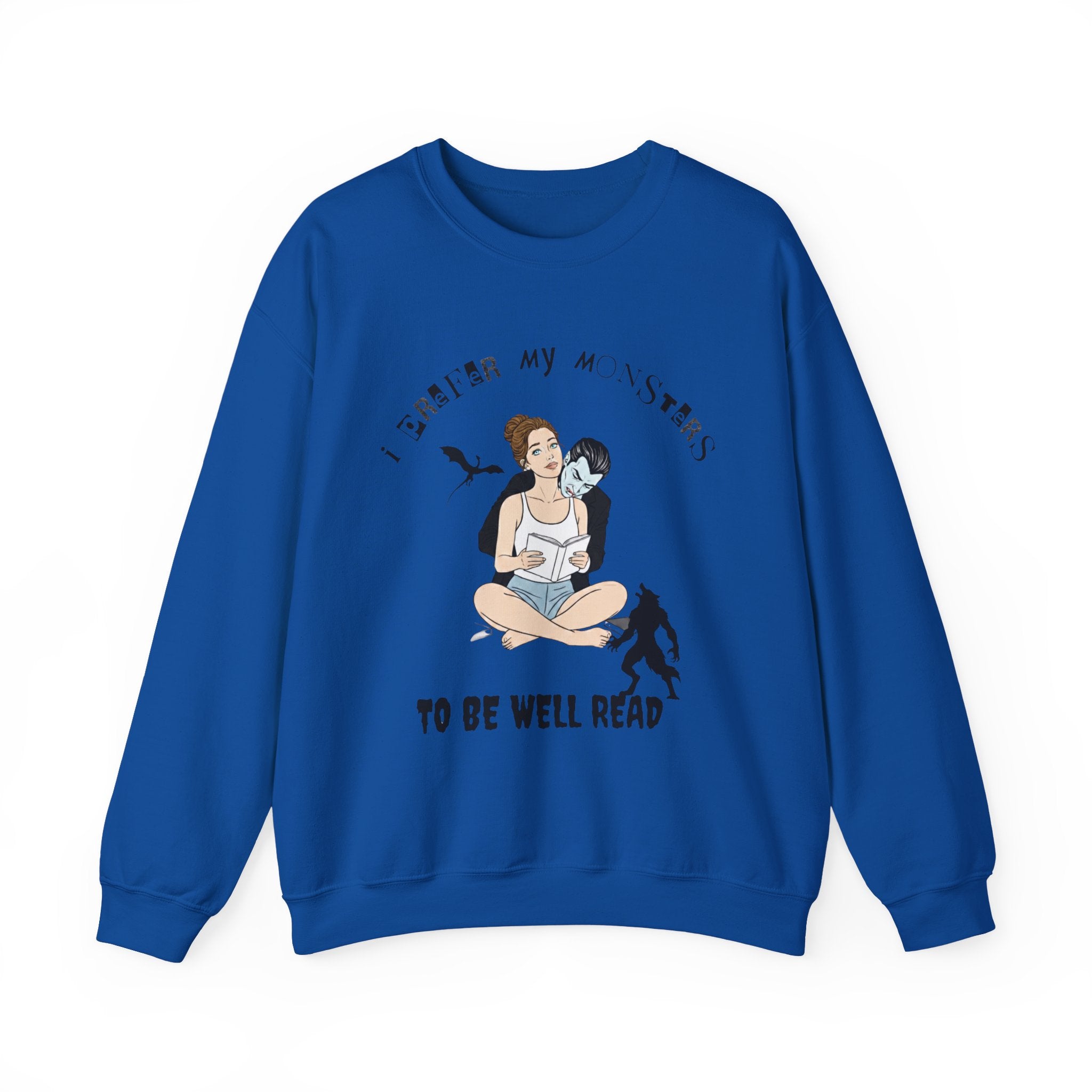 “I Prefer My Monsters To Be Well Read” Cozy Gothic Romance Sweatshirt - Unisex Crewneck