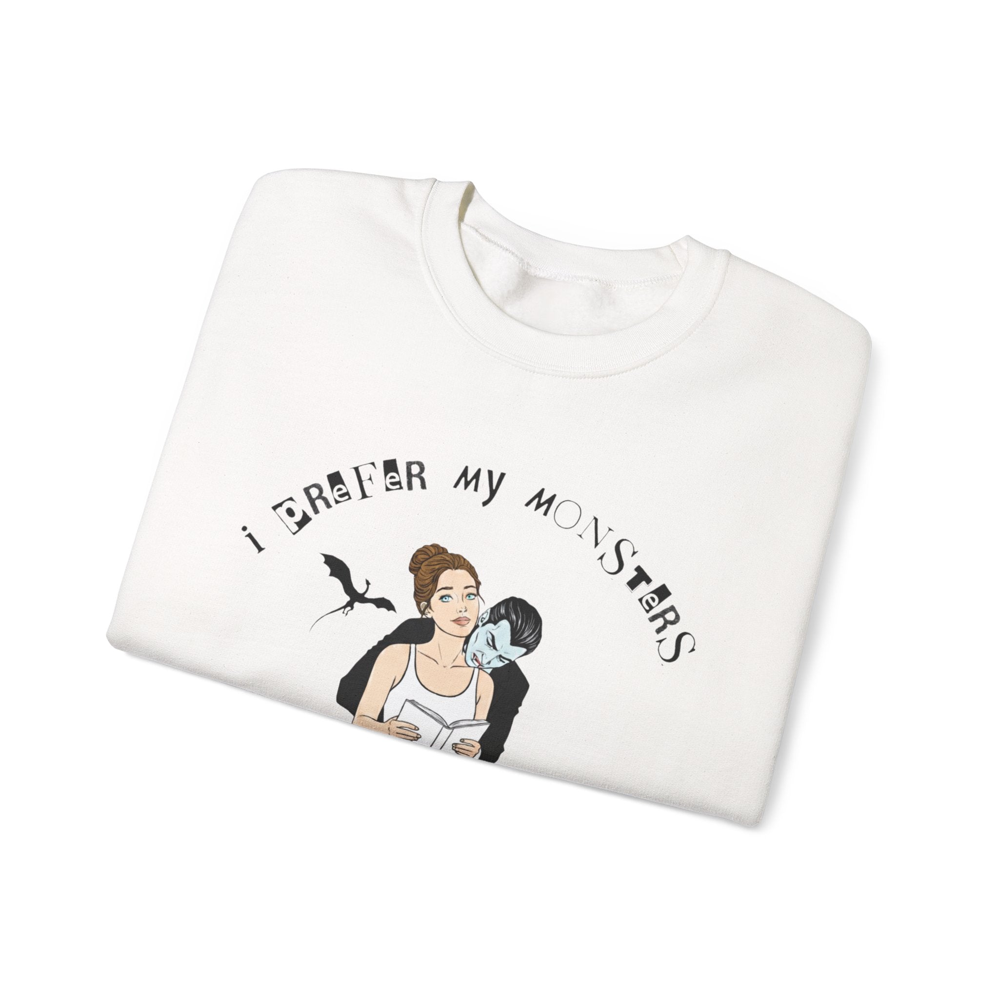 “I Prefer My Monsters To Be Well Read” Cozy Gothic Romance Sweatshirt - Unisex Crewneck