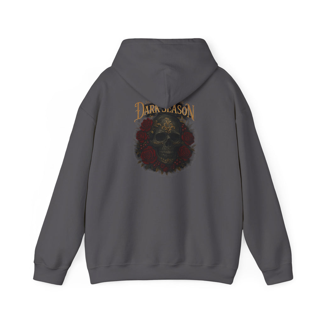 'Tis the Dark Season — Gothic Skull & Roses Aesthetic Hoodie | Dark Romance Bookish Girl Fall