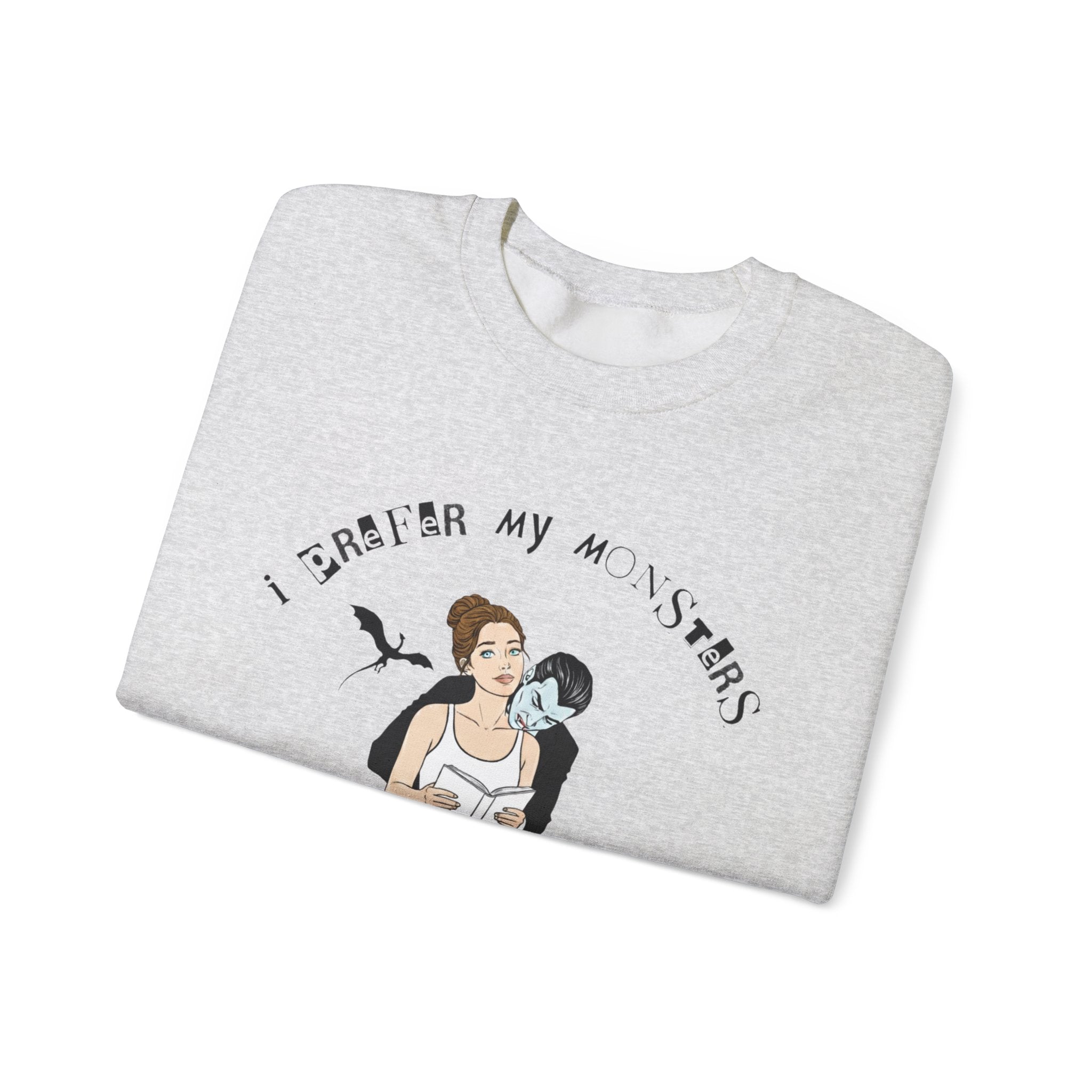 “I Prefer My Monsters To Be Well Read” Cozy Gothic Romance Sweatshirt - Unisex Crewneck