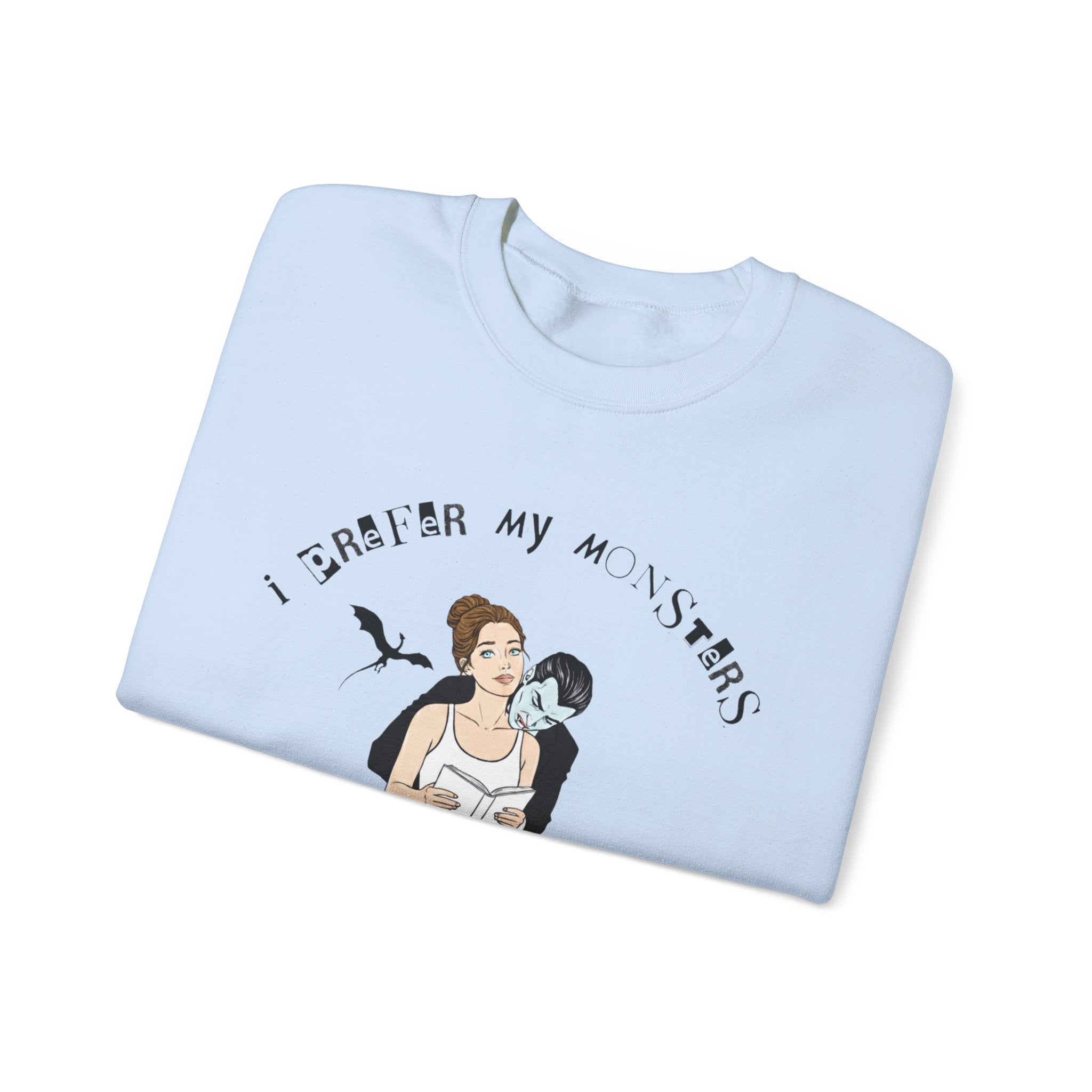 “I Prefer My Monsters To Be Well Read” Cozy Gothic Romance Sweatshirt - Unisex Crewneck