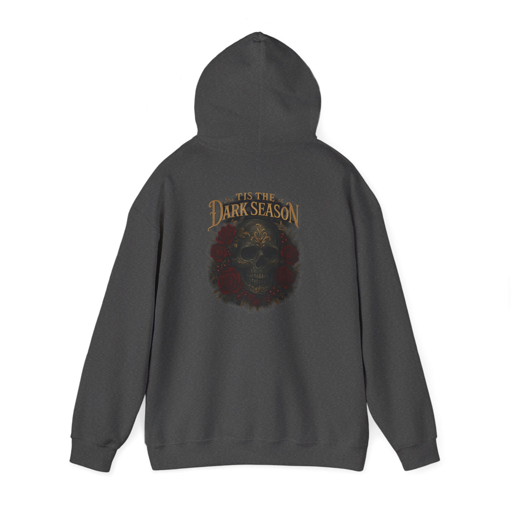 'Tis the Dark Season — Gothic Skull & Roses Aesthetic Hoodie | Dark Romance Bookish Girl Fall