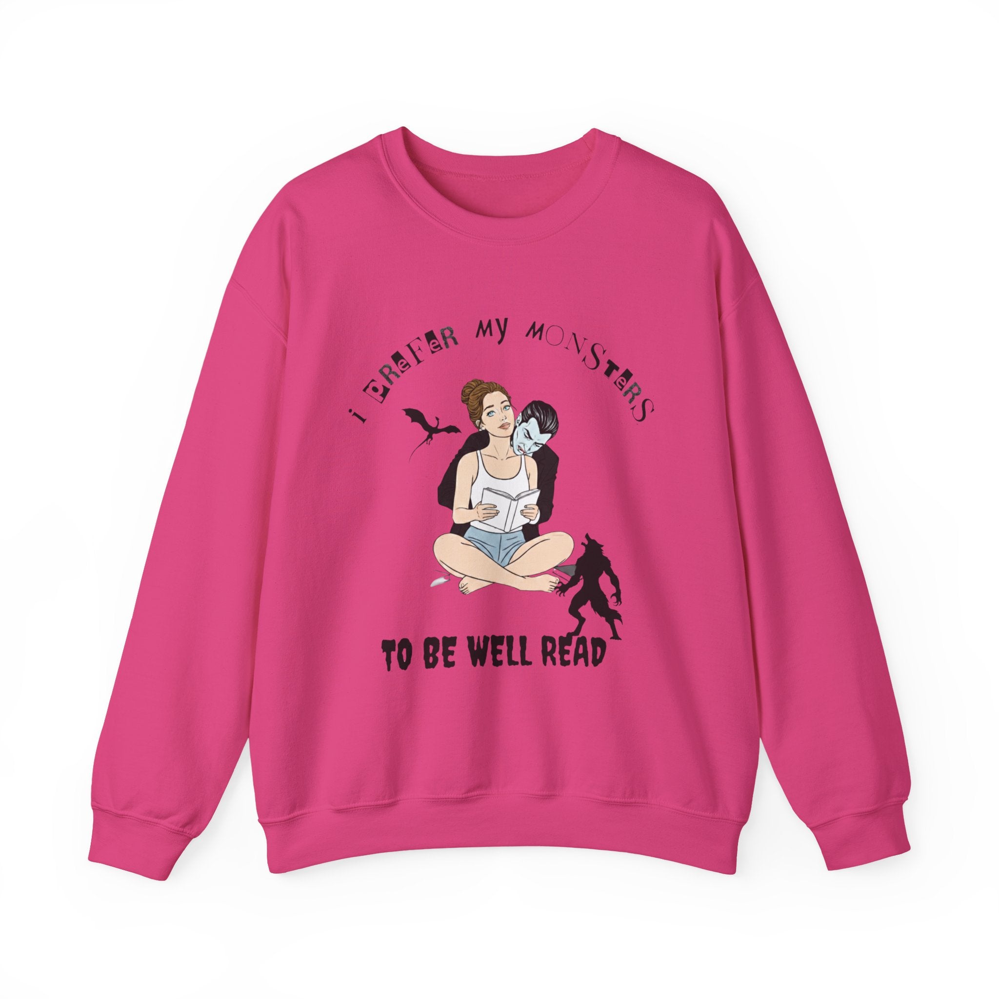“I Prefer My Monsters To Be Well Read” Cozy Gothic Romance Sweatshirt - Unisex Crewneck