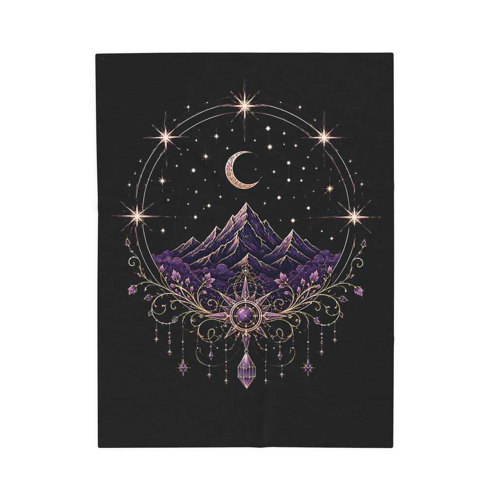 Mystic Moon Mountain Velveteen Plush Blanket