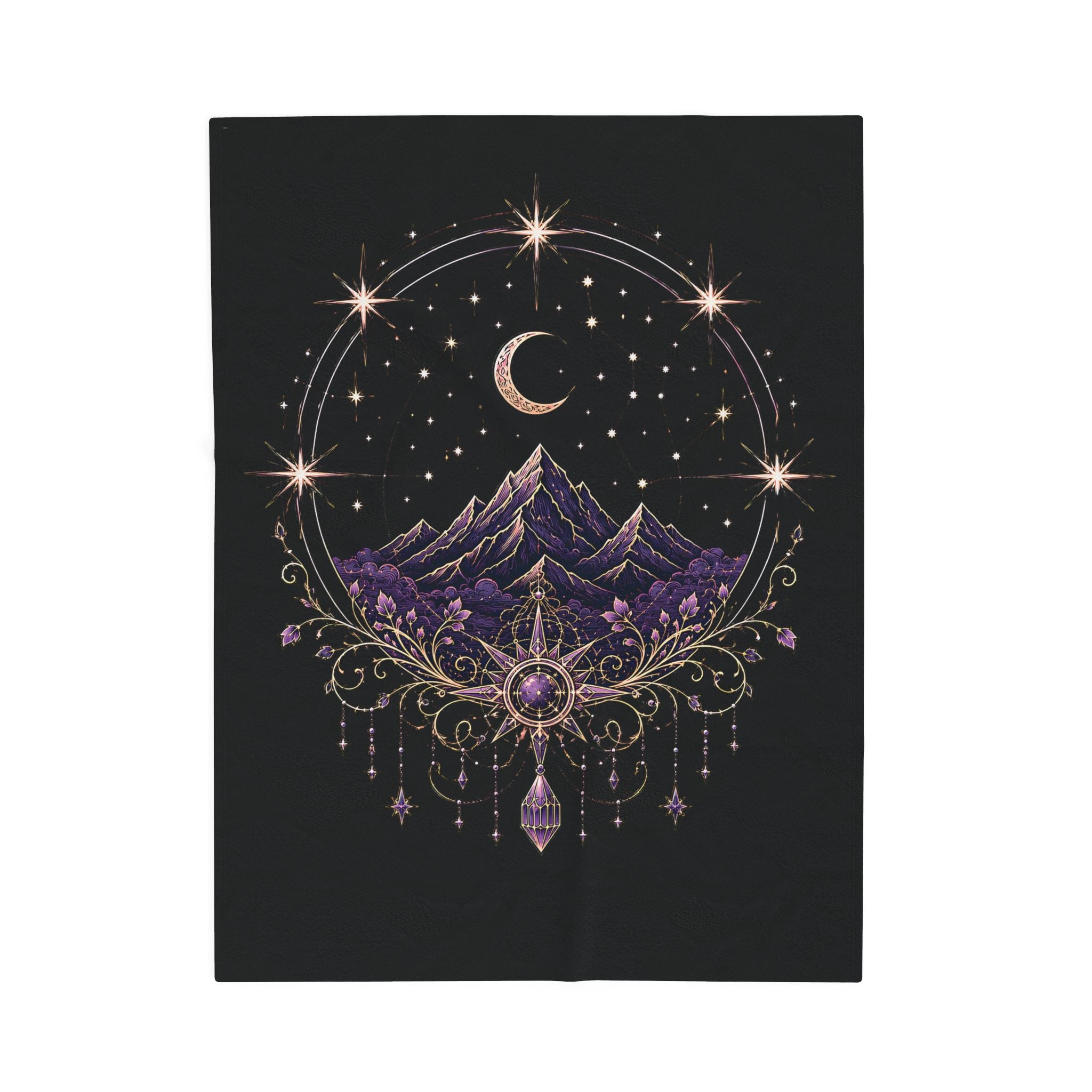 Mystic Moon Mountain Velveteen Plush Blanket