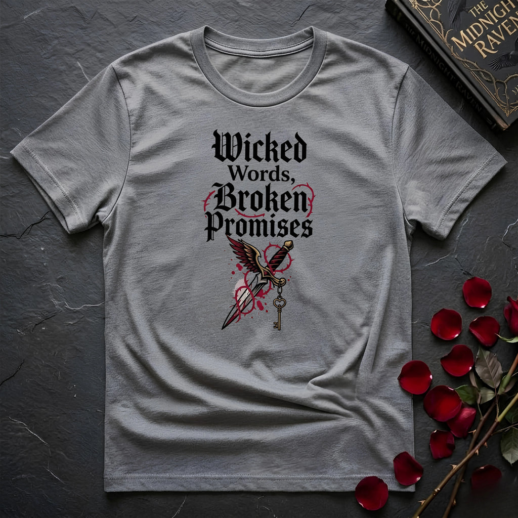 Wicked Words Broken Promises T-Shirt Sport Grey / S